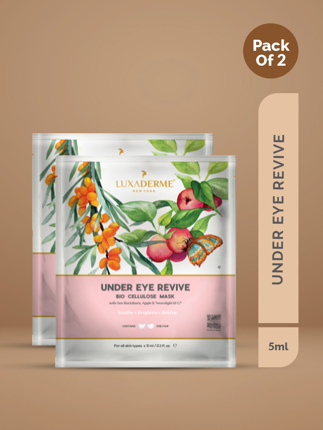 LuxaDerme Set Of 2 Under Eye Cellulose Revive Mask - 5ml Each
