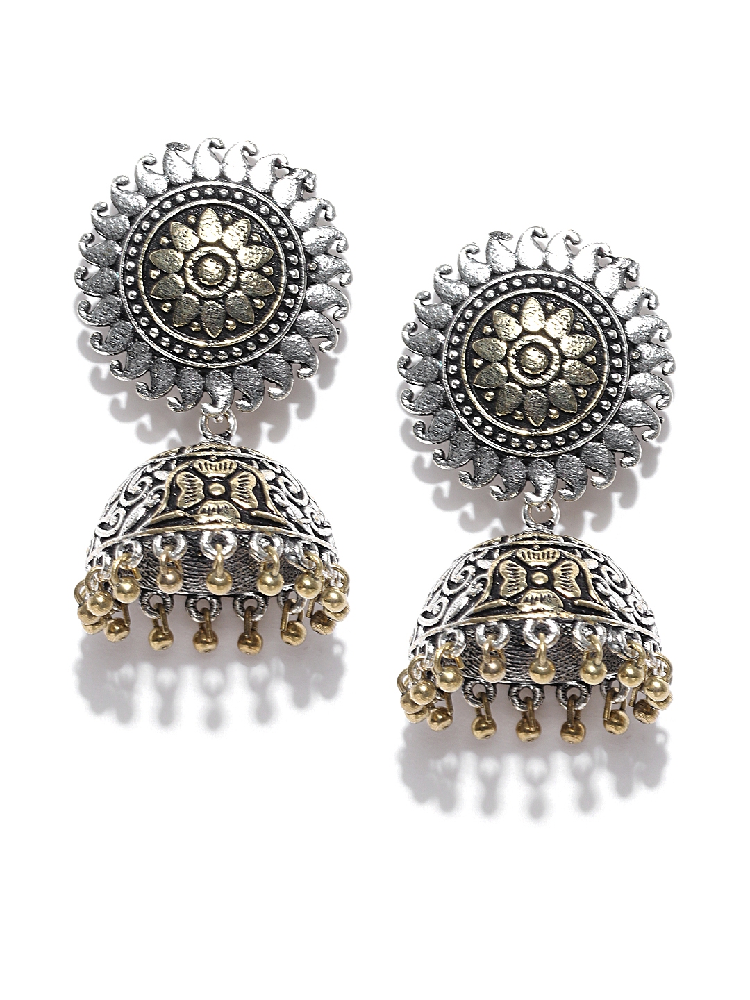 Buy Melani Borsa Off White 18K Gold Plated Kundan Studded Dome Shaped  Jhumkas  Earrings for Women 7030895  Myntra