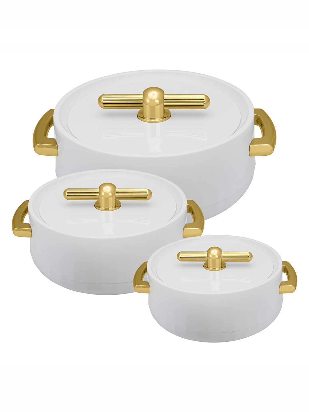 SELVEL White Plastic 3 Pieces Easy to Clean Serving Casserole