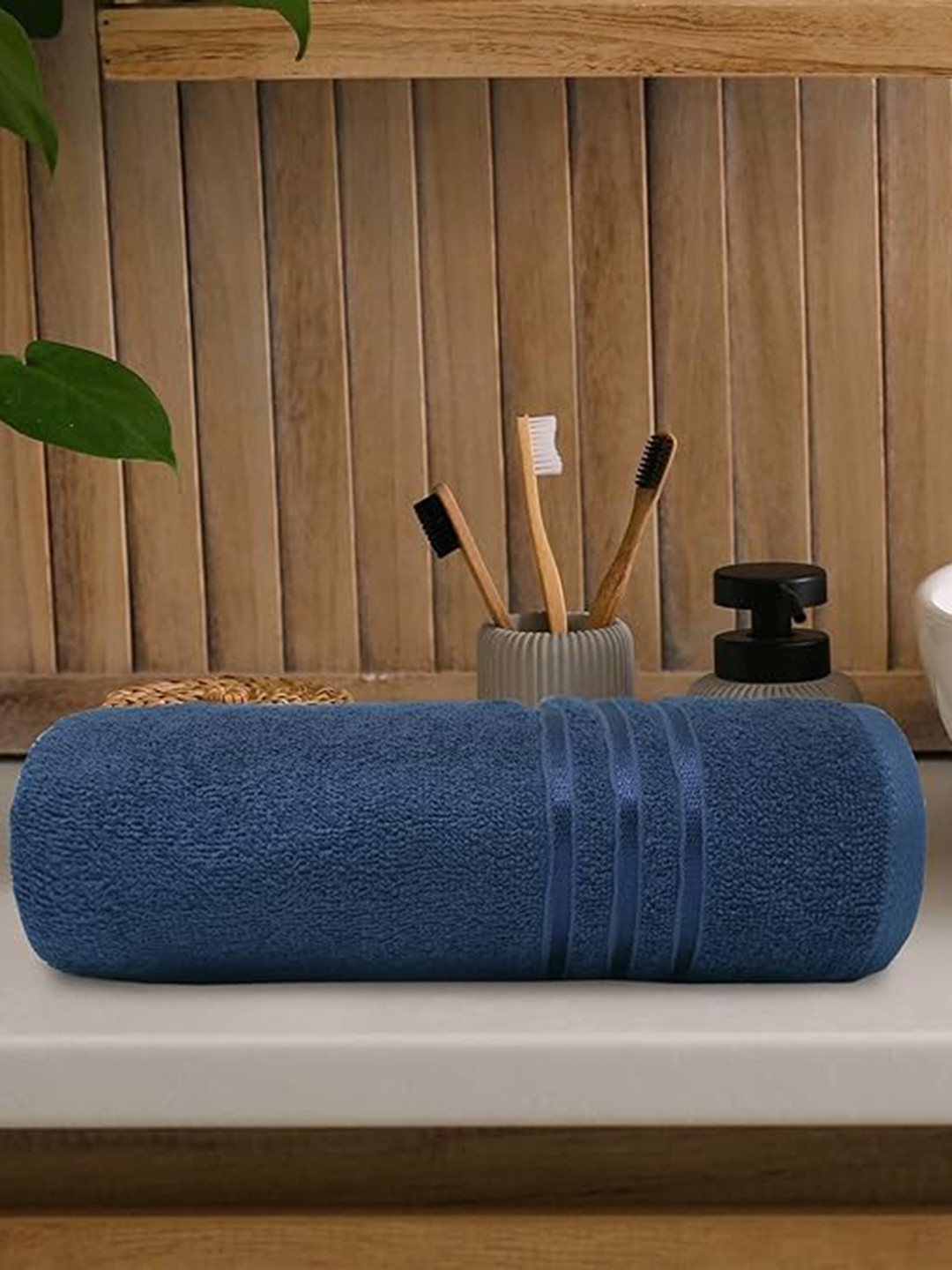 Signature Navy Blue Cotton Pearl Medium Bath Towels 350 GSM