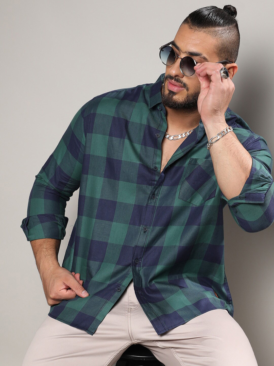 Instafab Plus Classic Buffalo Checks Cotton Casual Shirt