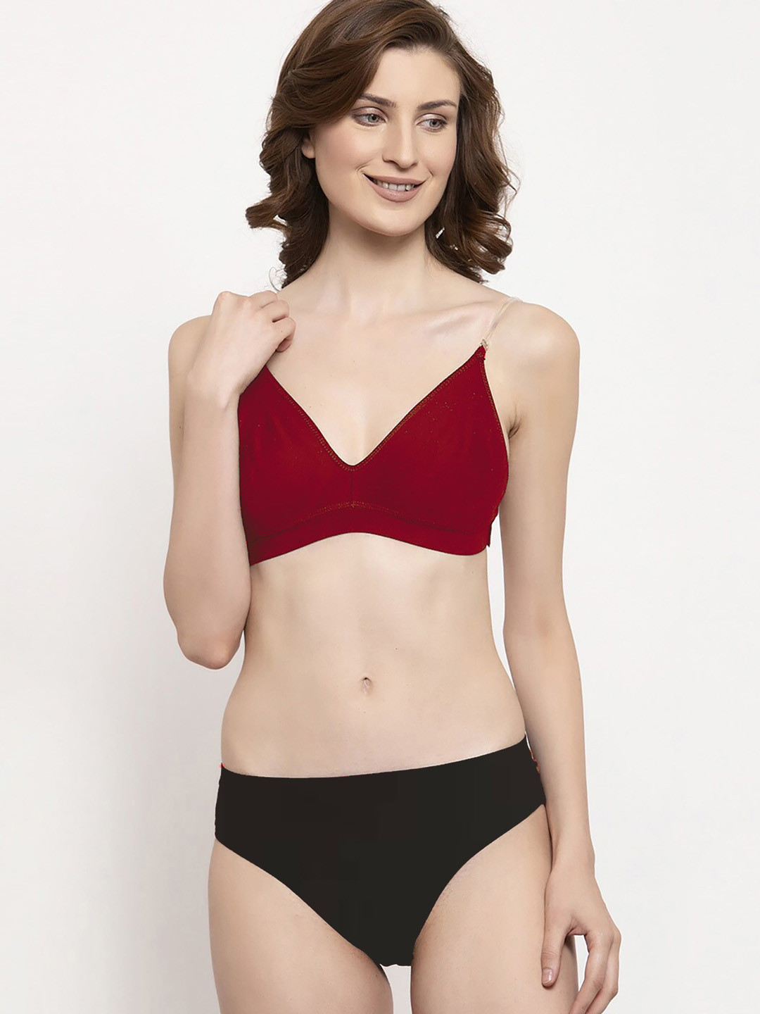 PIBU Non Padded Cotton Lingerie Set PI_TPS-B_Set_Red_30