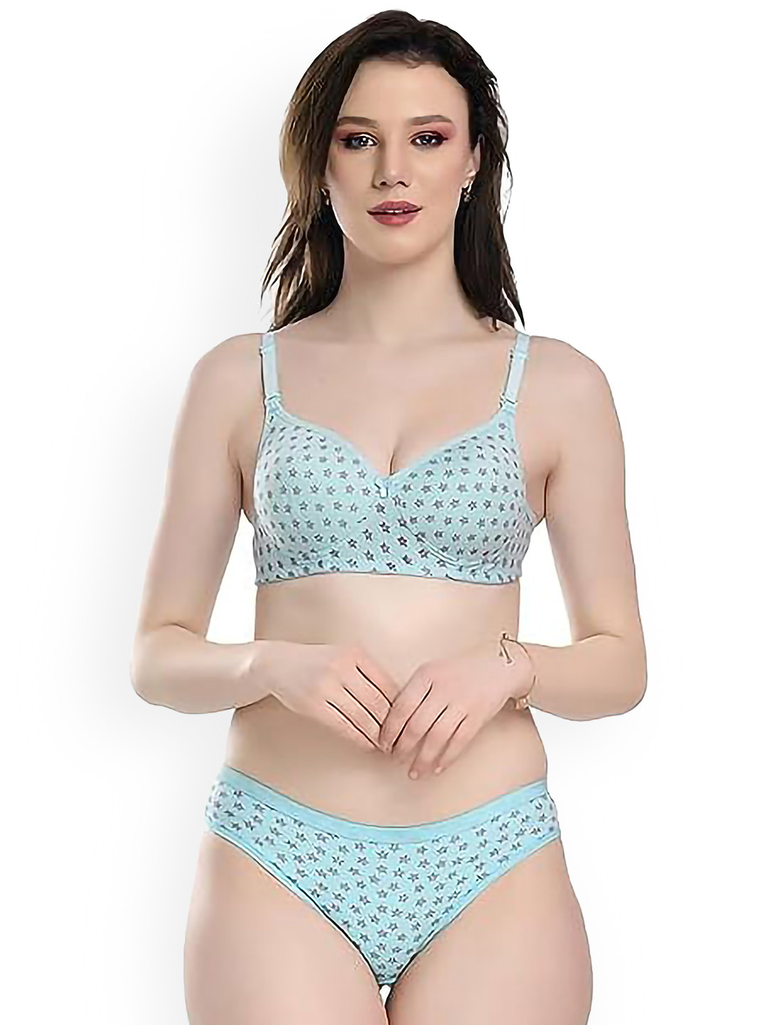 Aamarsh Conversational Printed Non Padded Cotton Lingerie Set