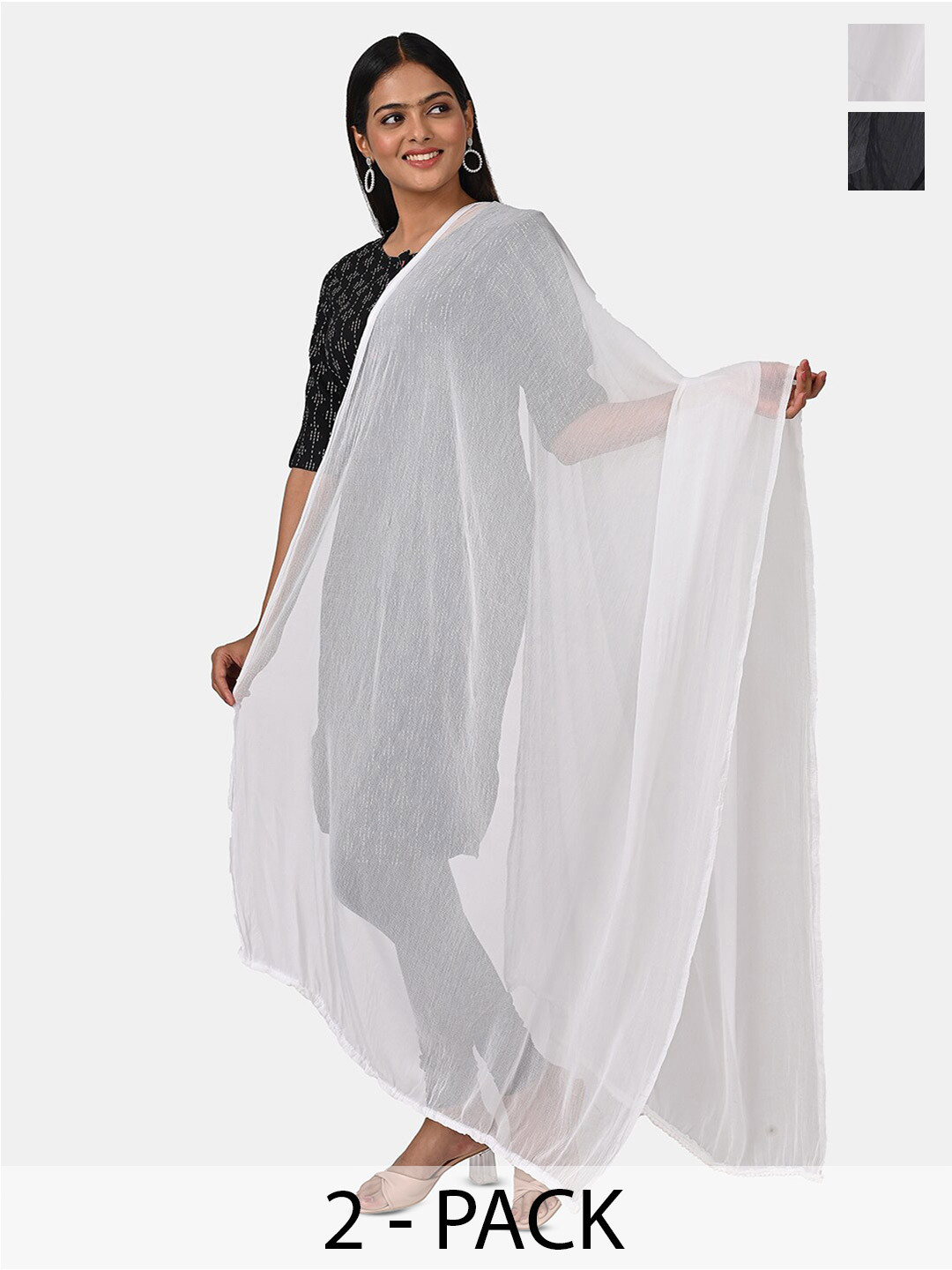 HELLA FASHIONS Pack Of 2 Chiffon Dupatta