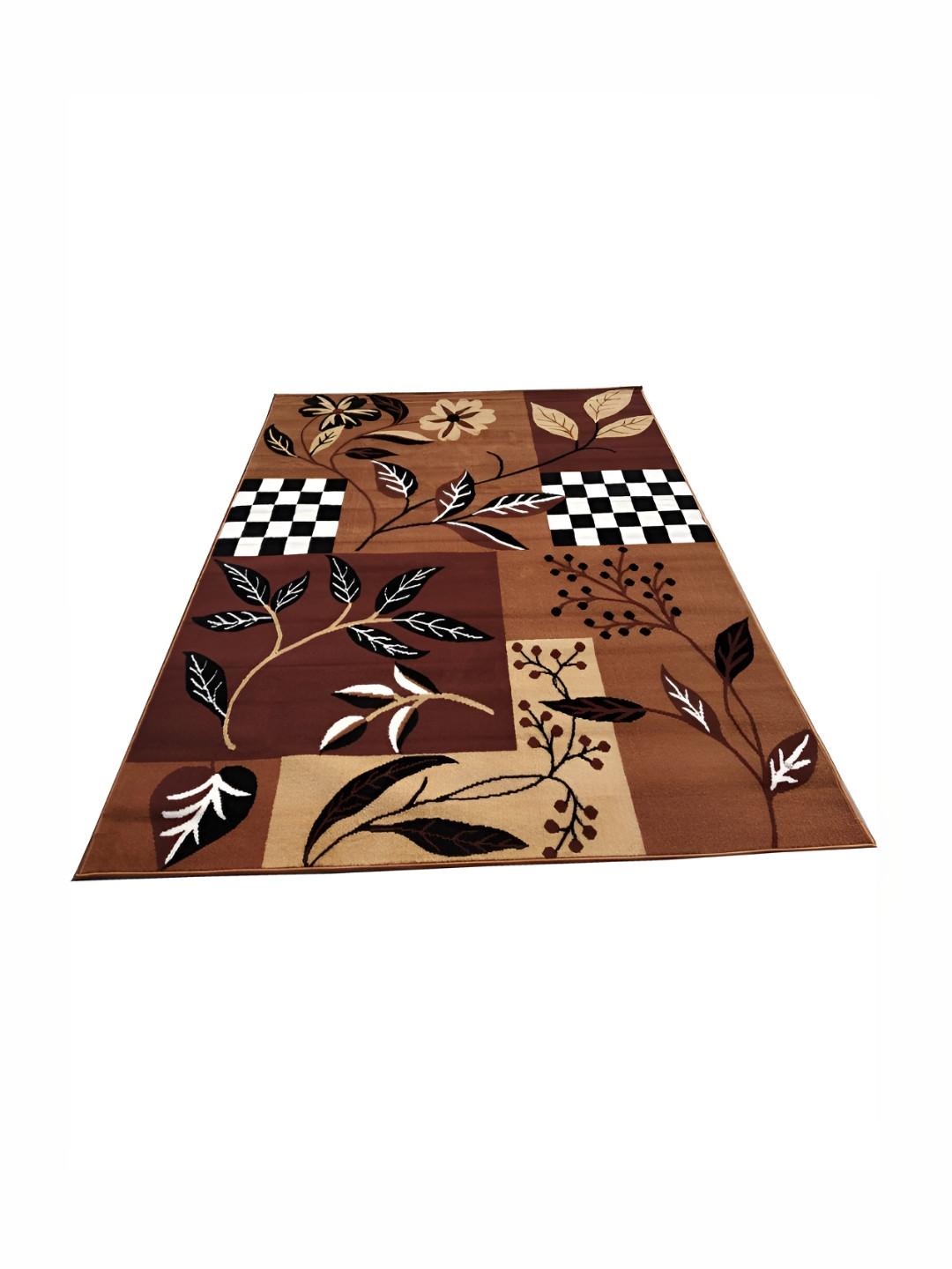 Asad Emporium Rugs Gold-Toned Floral Anti Skid Carpet