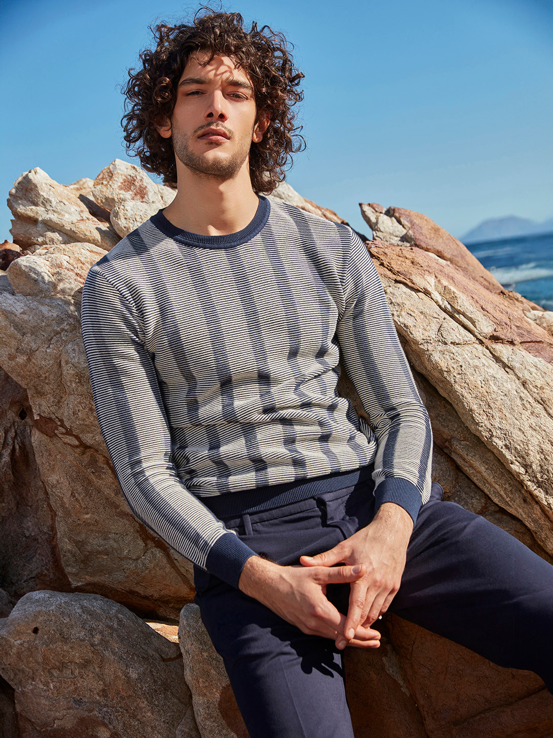 Mufti Striped Pure Cotton Pullover