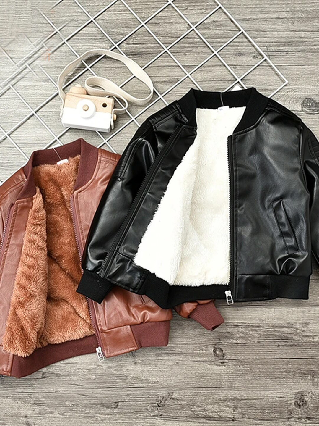 Bold N Elegant Unisex Kids Mandarin Collar Leather Jacket