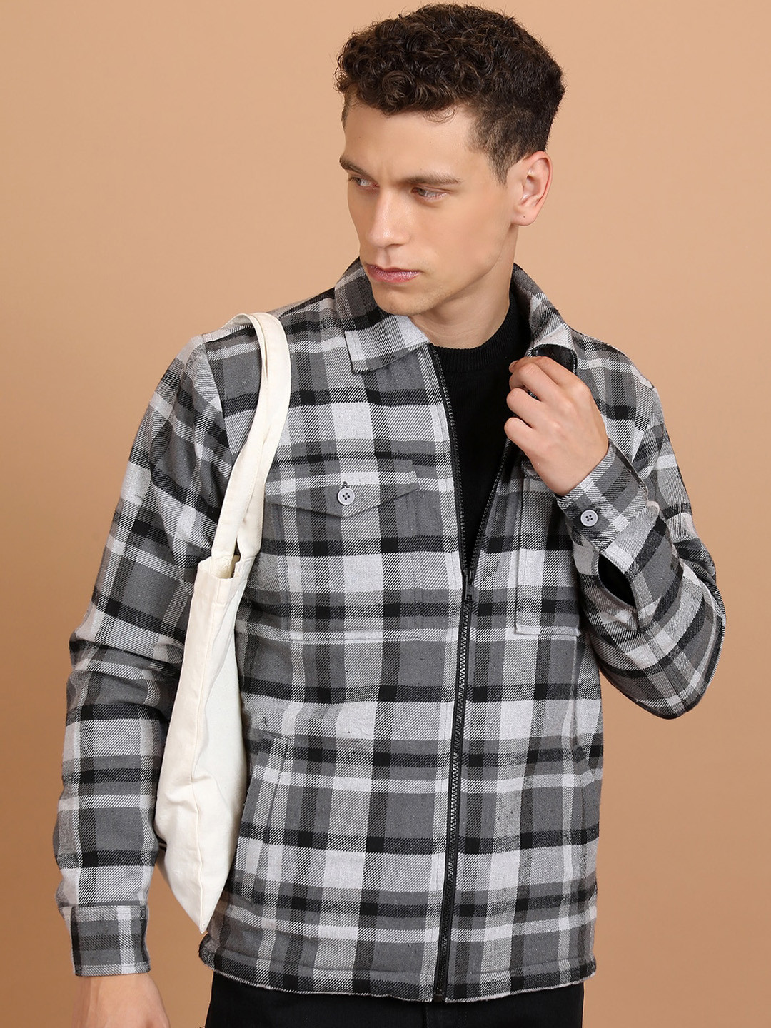 HIGHLANDER Checked Open Front Flannel Checked Shirt