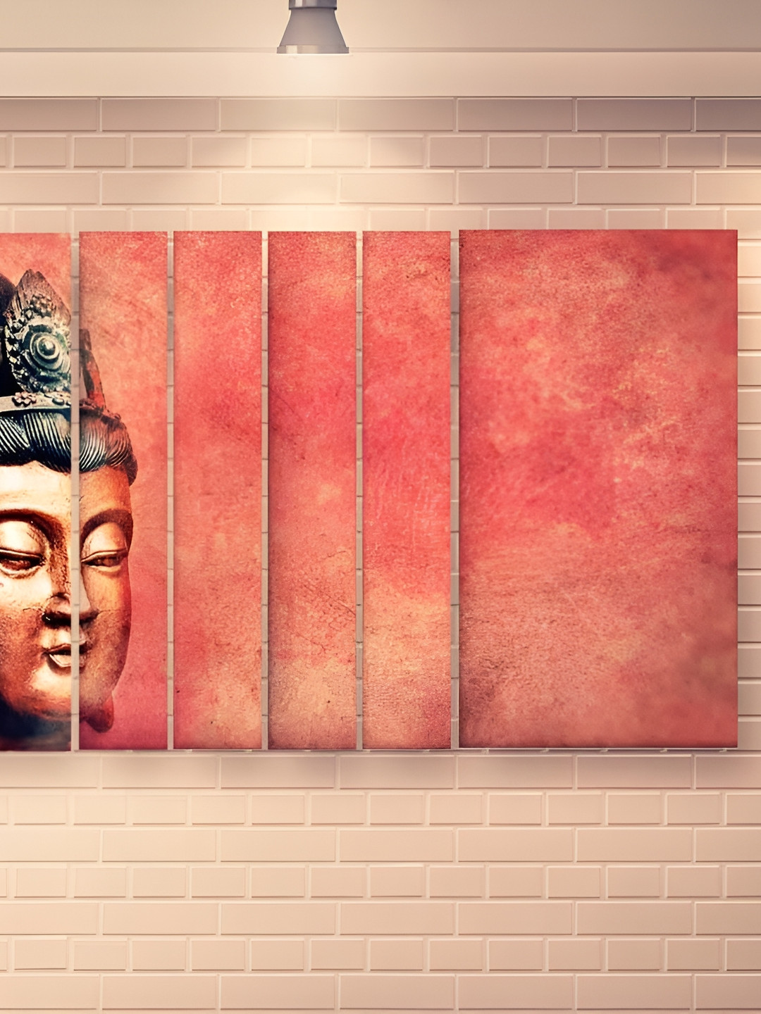Casperme 6-Pcs Red Buddha Grill Frame Wooden Wall Painting