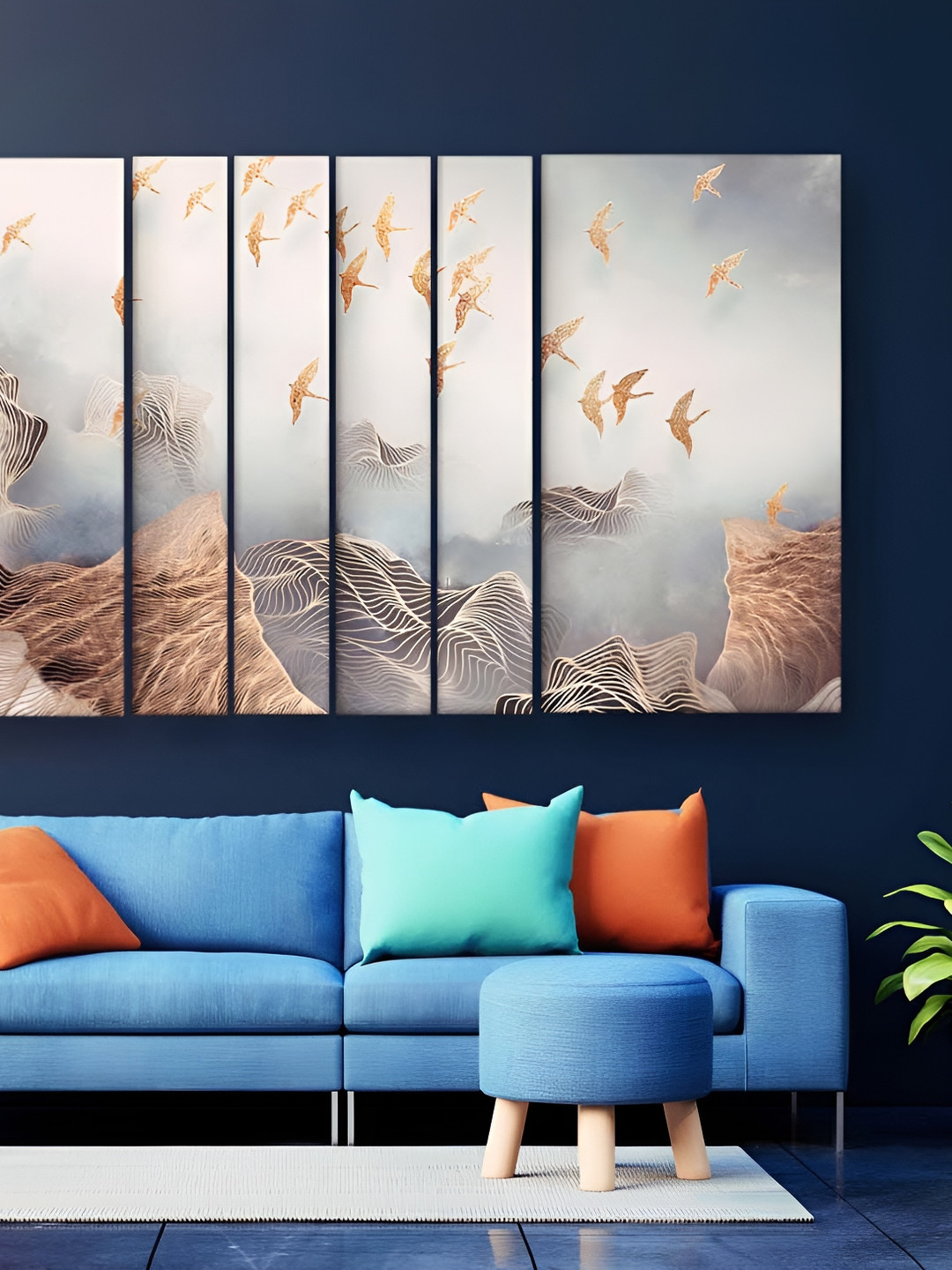 Casperme Wood 6 Piece Wall Rectangle Portrait Paintings Wall Art