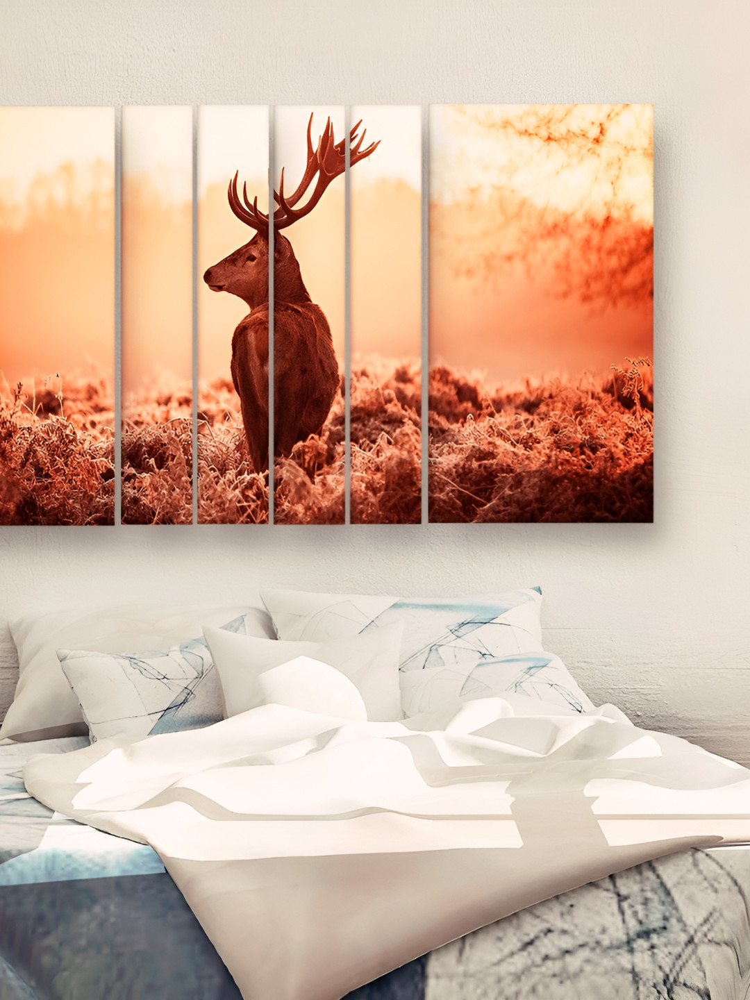 Casperme Brown & Orange 6 Pieces Birds and Animals Wooden Wall Painting