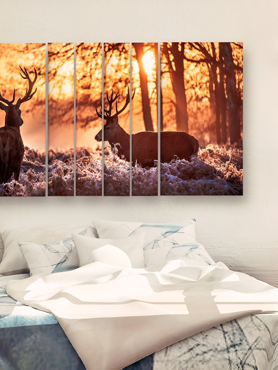 Casperme Deer Wood 6 Piece Wall Rectangle Paintings Wall Art