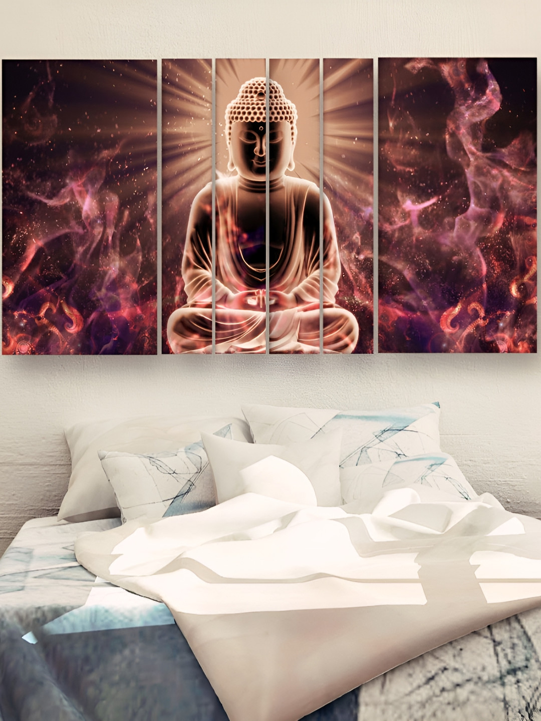 Casperme Buddha Wood 6 Piece Wall Rectangle Paintings Wall Art