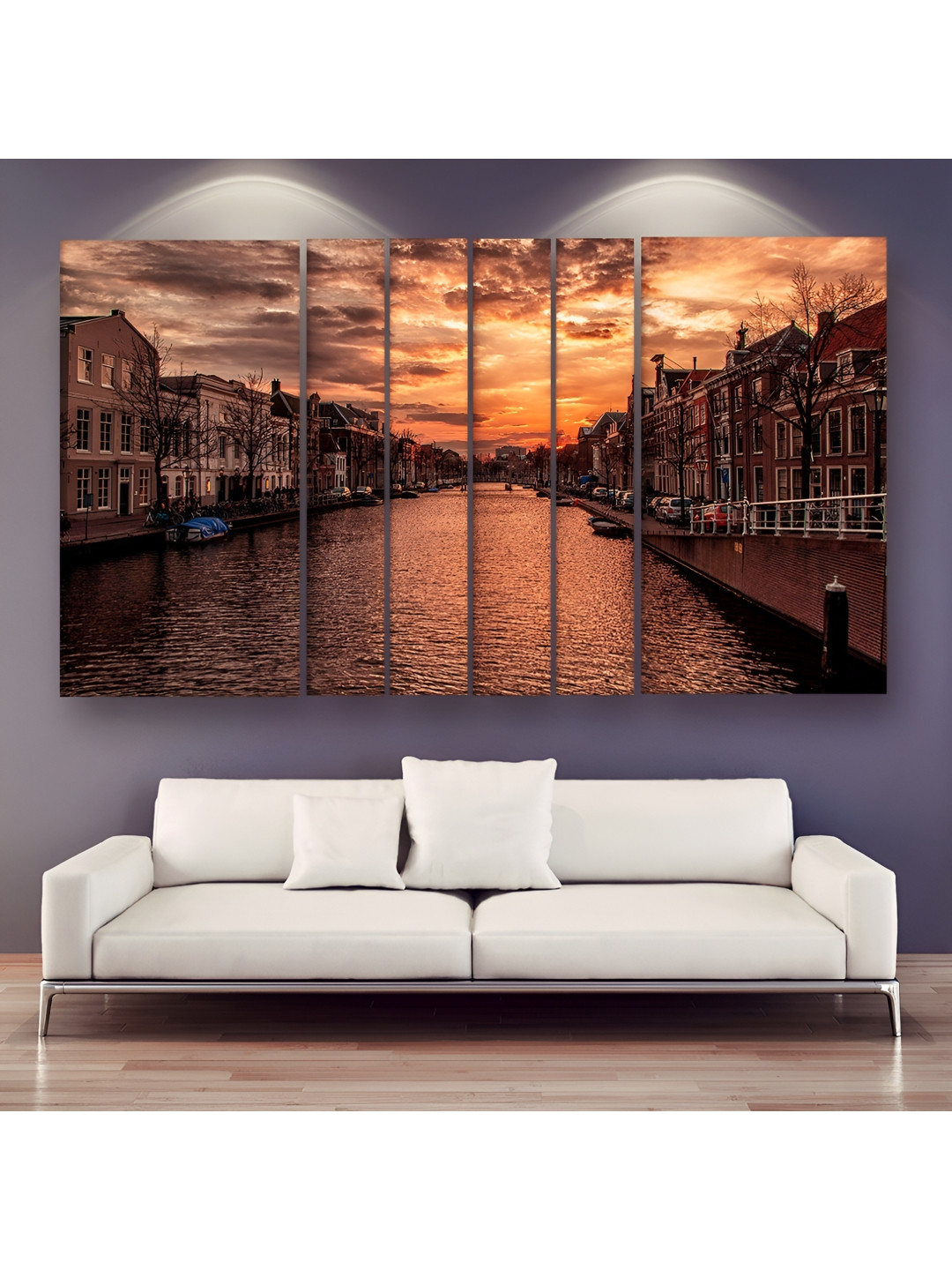 Casperme Brown & Orange 6 Pieces Modern Wooden Wall Arts