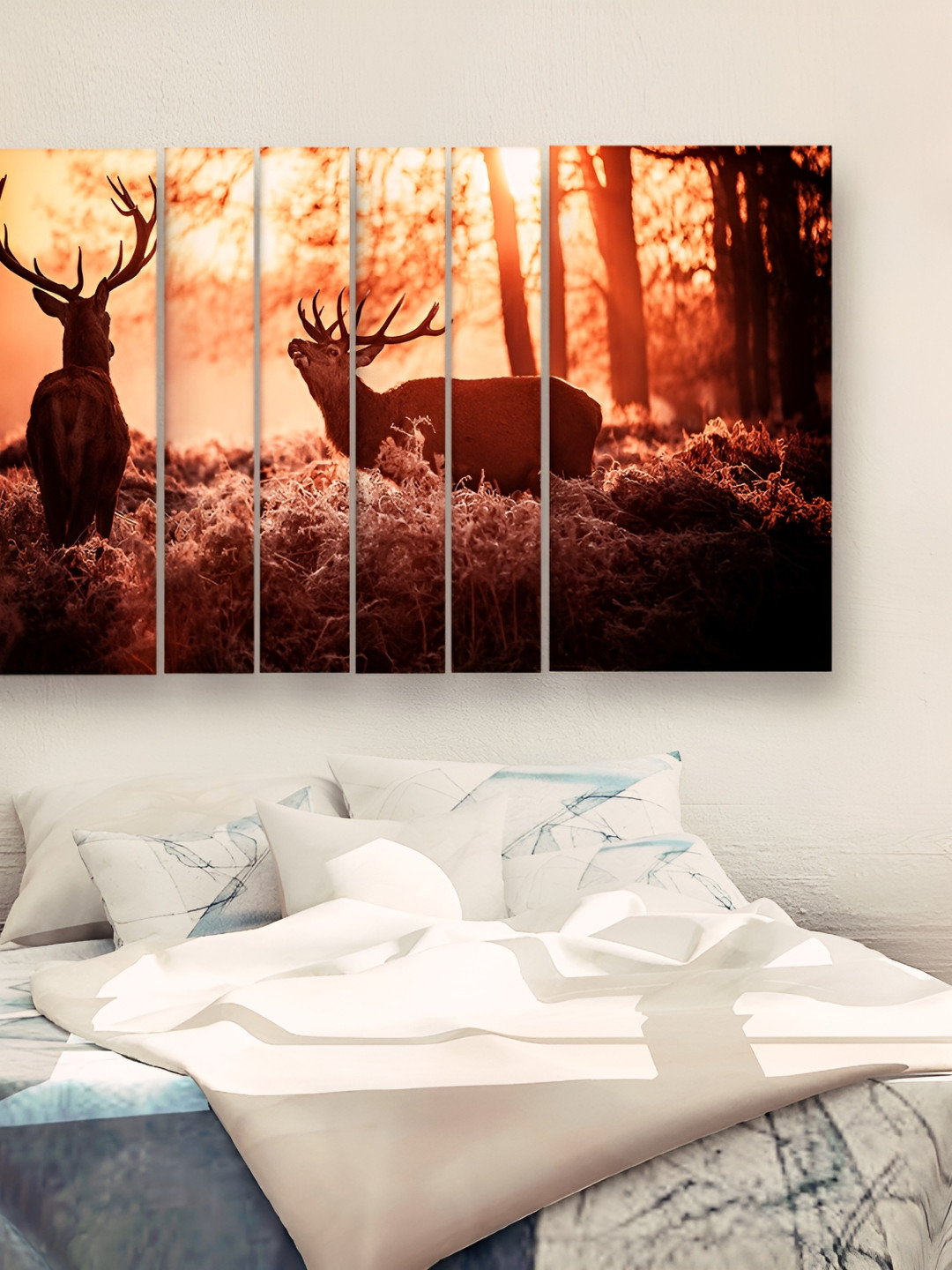 Casperme Brown & Orange 6 Pieces Birds and Animals Wooden Wall Paintings