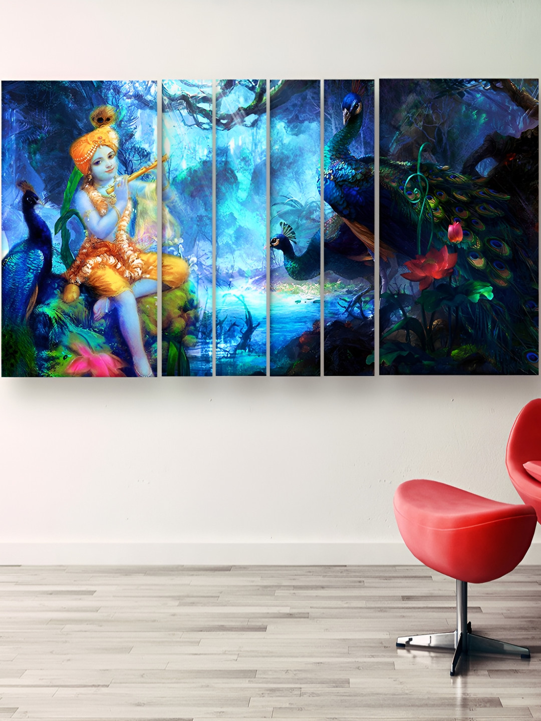 Casperme Radha Krishna Wood Ethnic Motifs Matte Hanging Hall Spiritual Wall Decor-36In