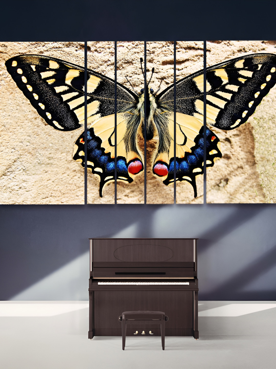 Casperme Beige & Black6 Pieces Butterfly Wooden Framed Painting Wall Art