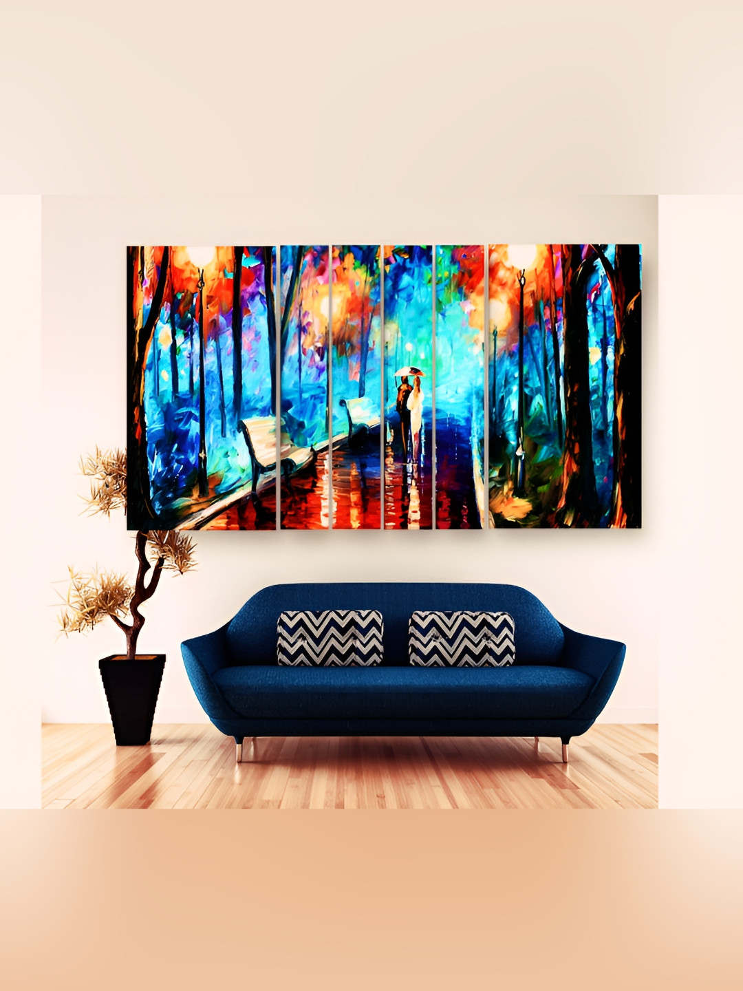 Casperme Modern Art Grill Wood 6 Piece Wall Rectangle Paintings Wall Art