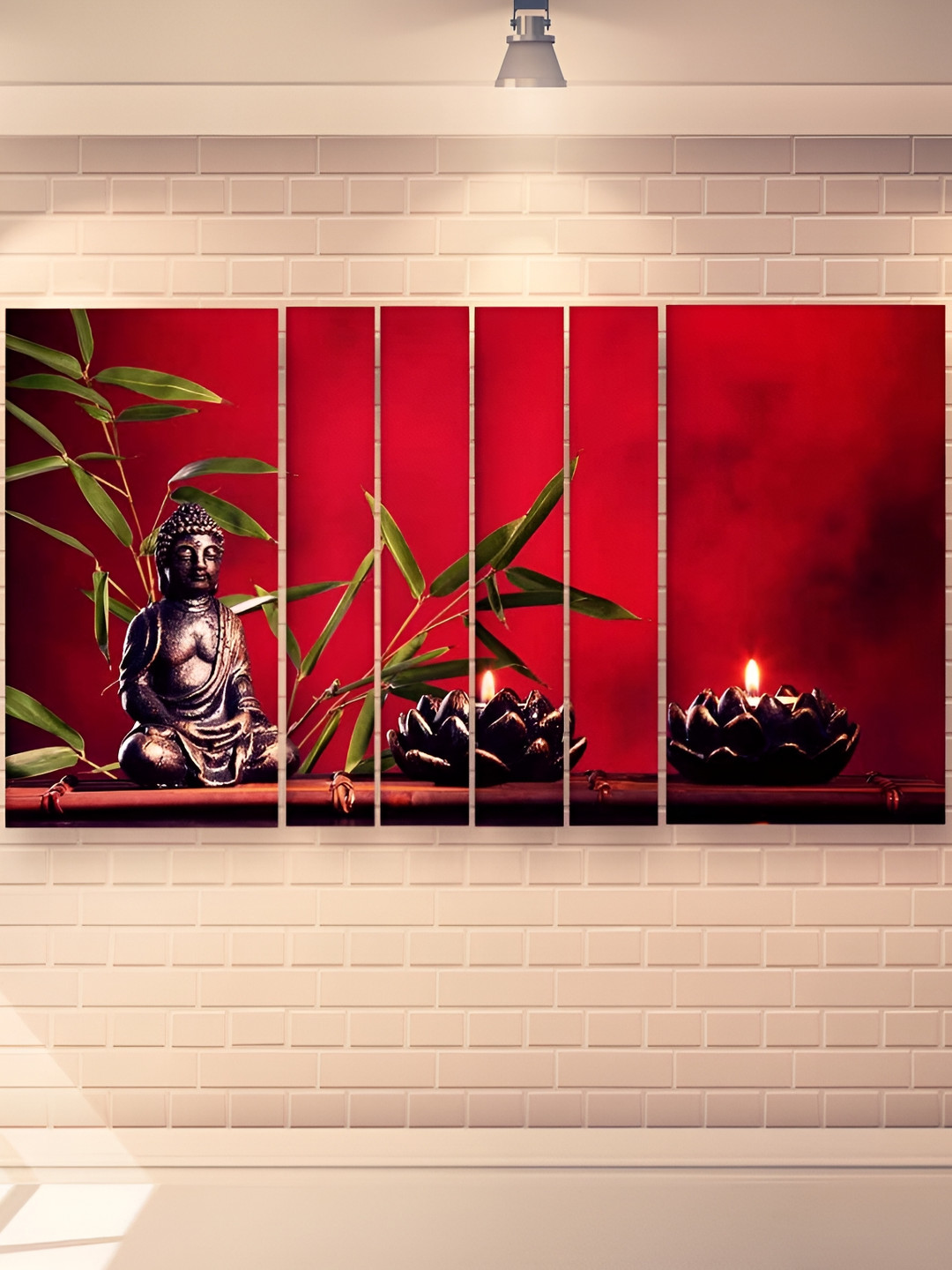 Casperme Red Buddha Wooden Painting Wall Arts