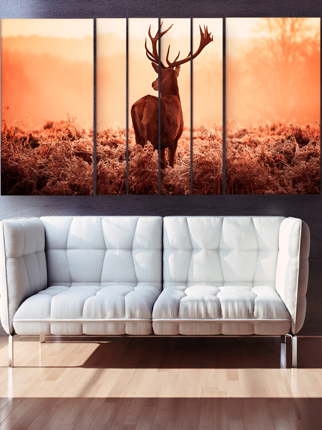 Casperme Brown & Orange 6 Pieces Wooden Modern Deer Painting Wall Arts