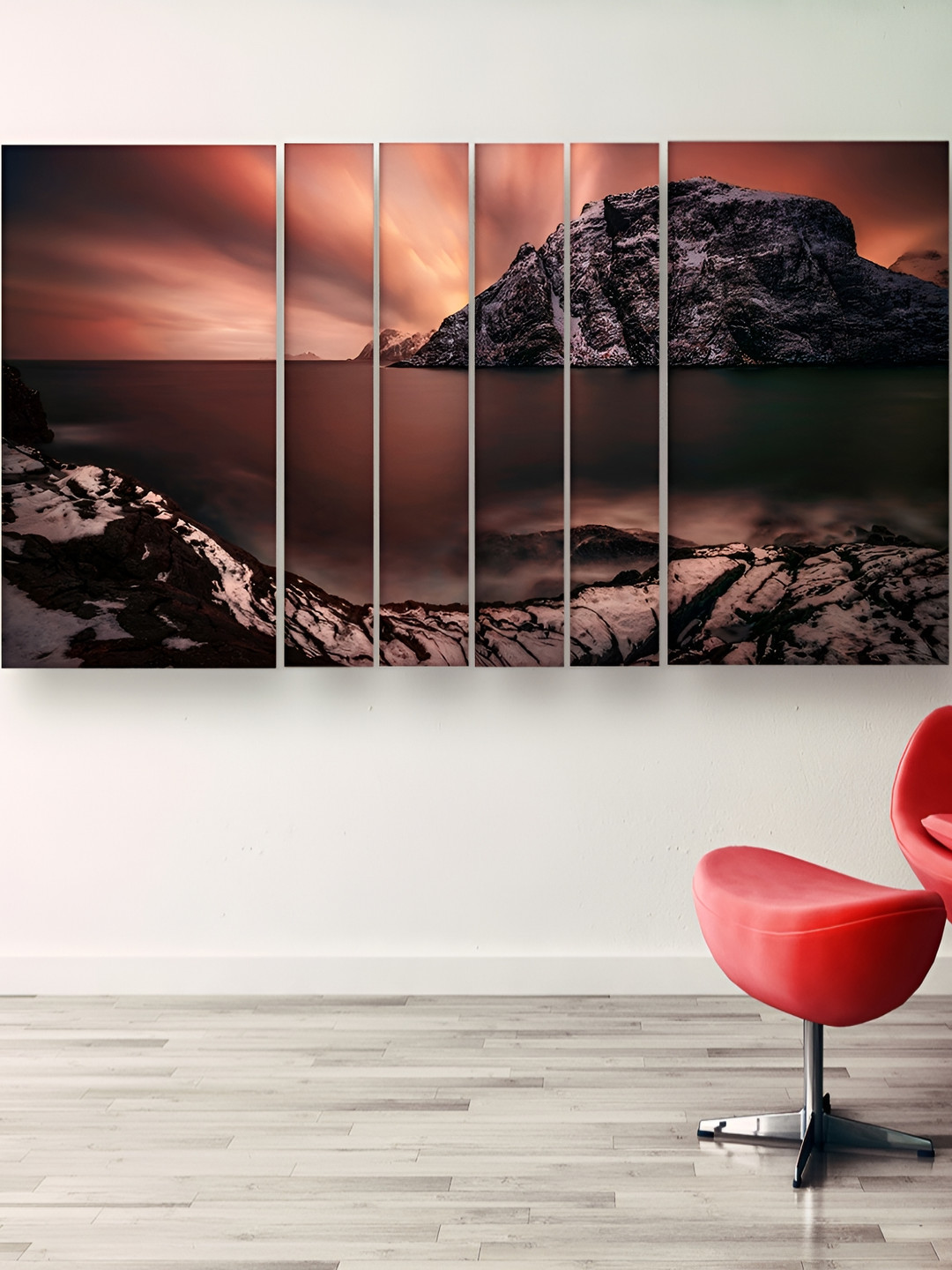 Casperme Nature Grill Wood 6 Piece Wall Rectangle Paintings Wall Art -60 x 36In