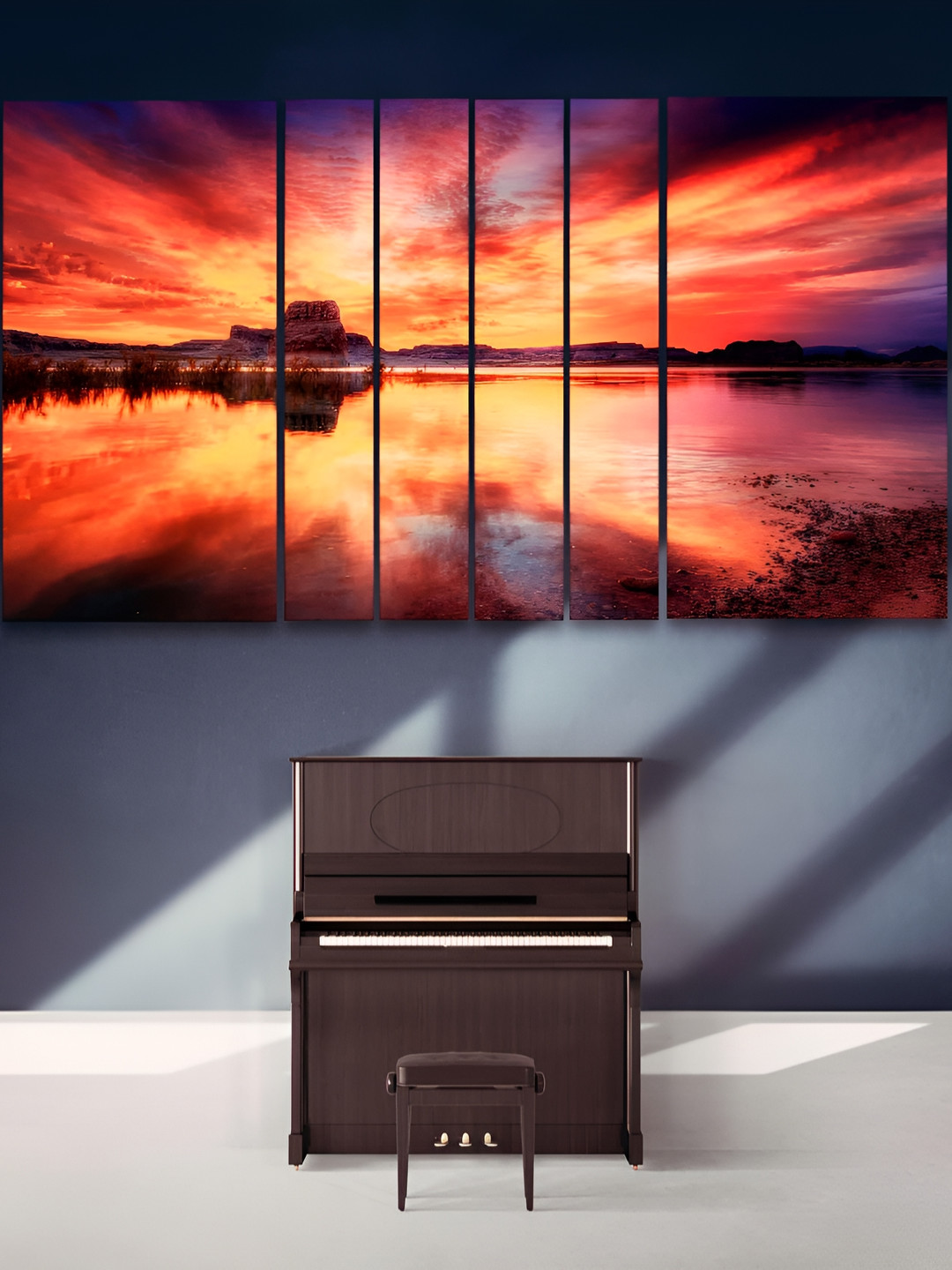 Casperme Wood 6 Piece Wall Rectangle Paintings Wall Art-59.8 x 36In