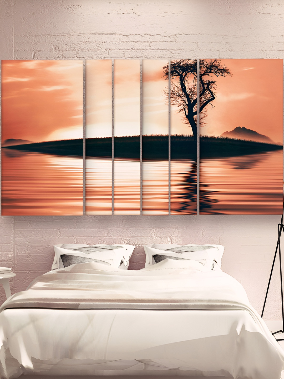 Casperme Brown & Black 6 Pieces Wooden River Painting Wall Arts