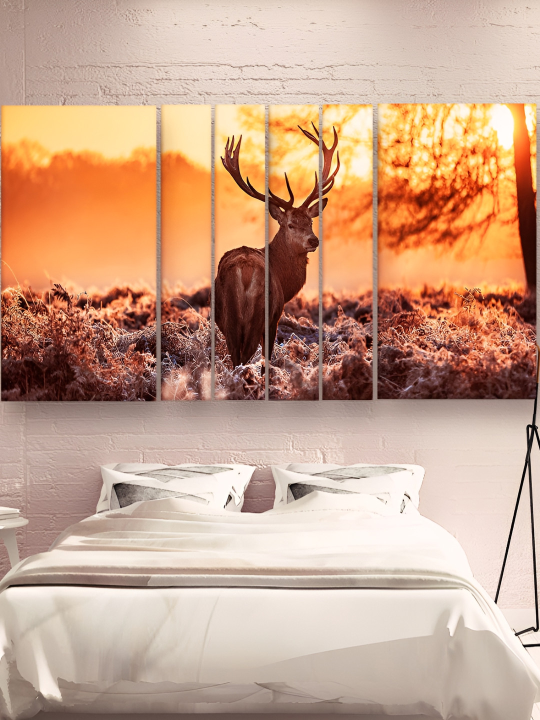 Casperme Modern Art Deer Wood 6 Piece Wall Rectangle Paintings Wall Art - 60 x 36 In
