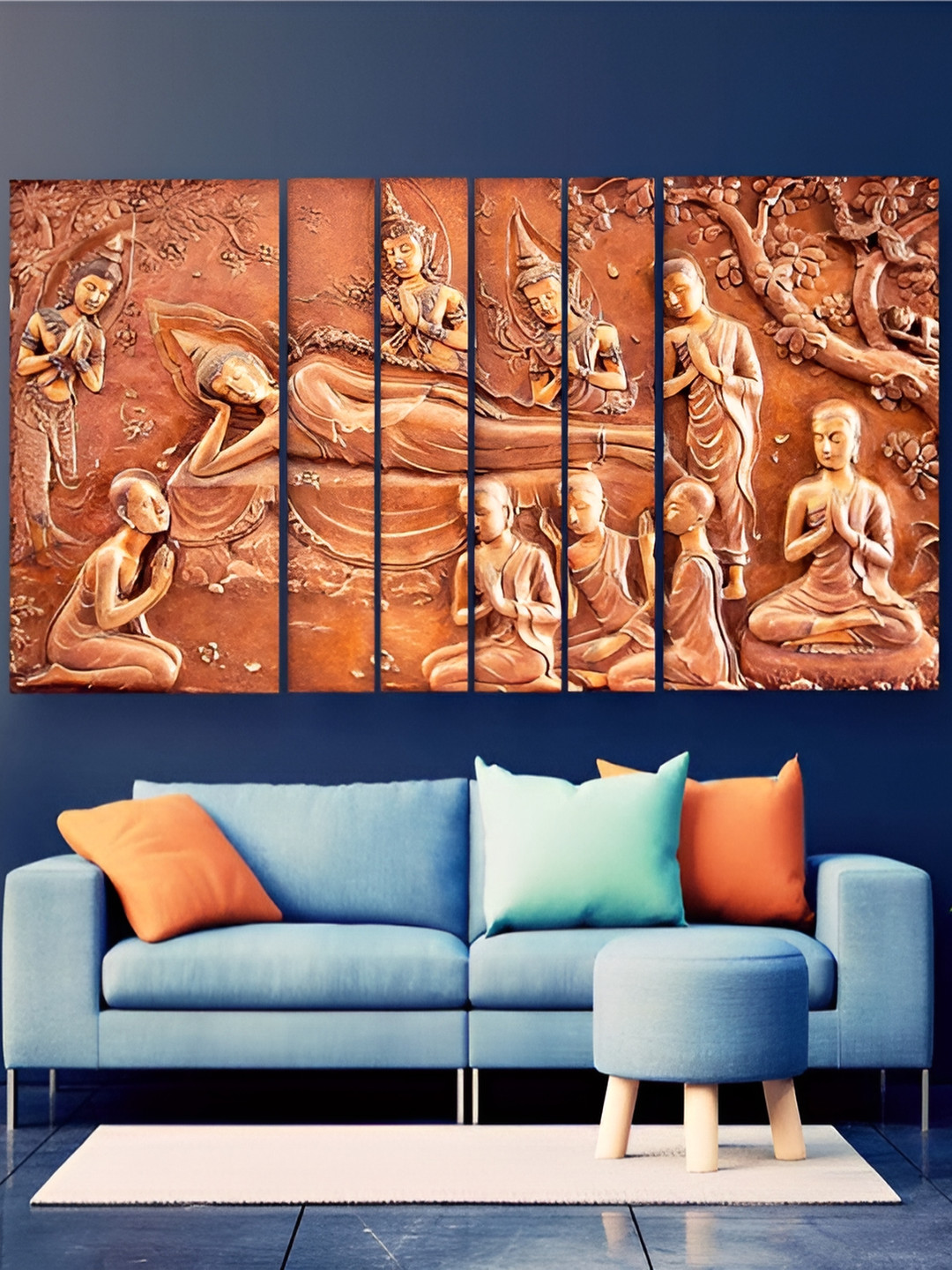Casperme Brown 6 Pieces Buddha Wooden Painting Wall arts