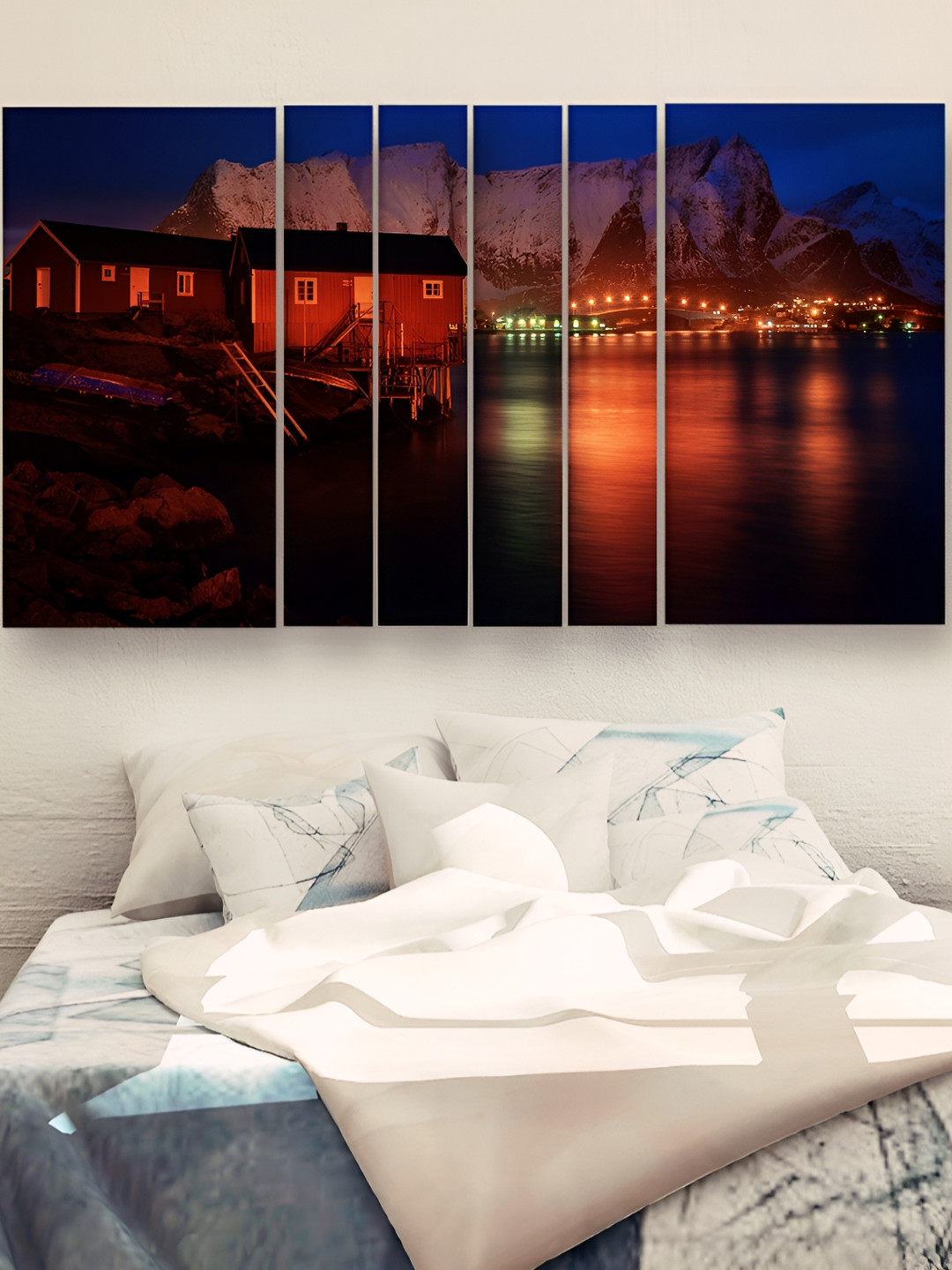 Casperme Red & Black 6 Pieces Wooden Nature Wall Paintings