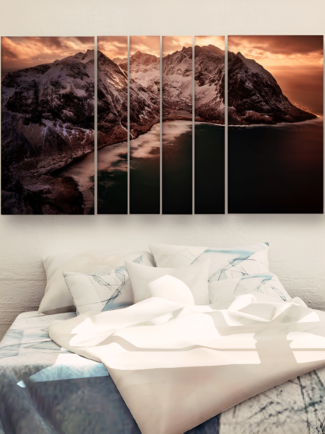 Casperme Brown-Coloured 6 Pieces Wood Nature Art Wall Art