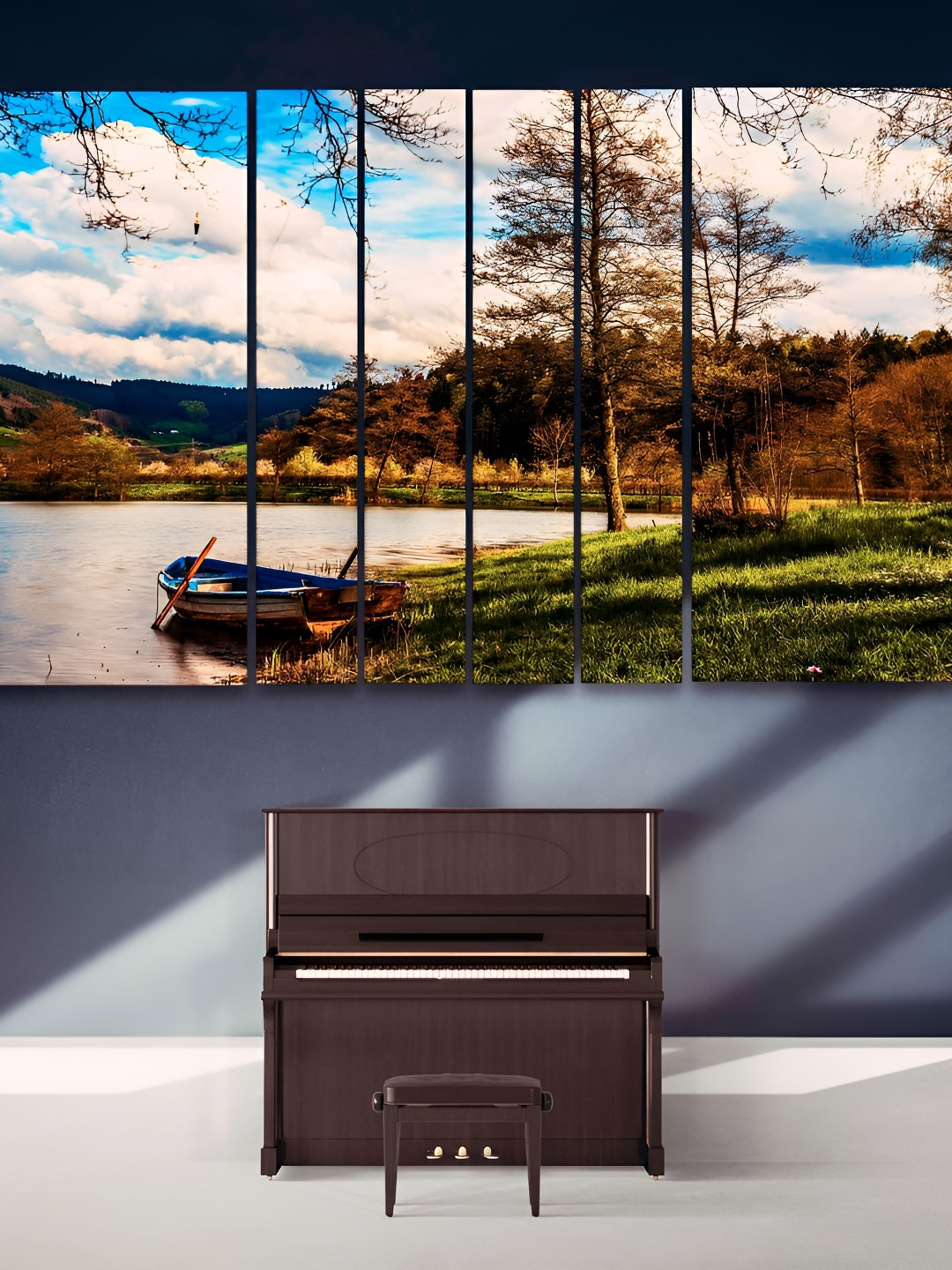 Casperme Green & Blue 6 Pieces Wooden Modern Art Wall Paintings