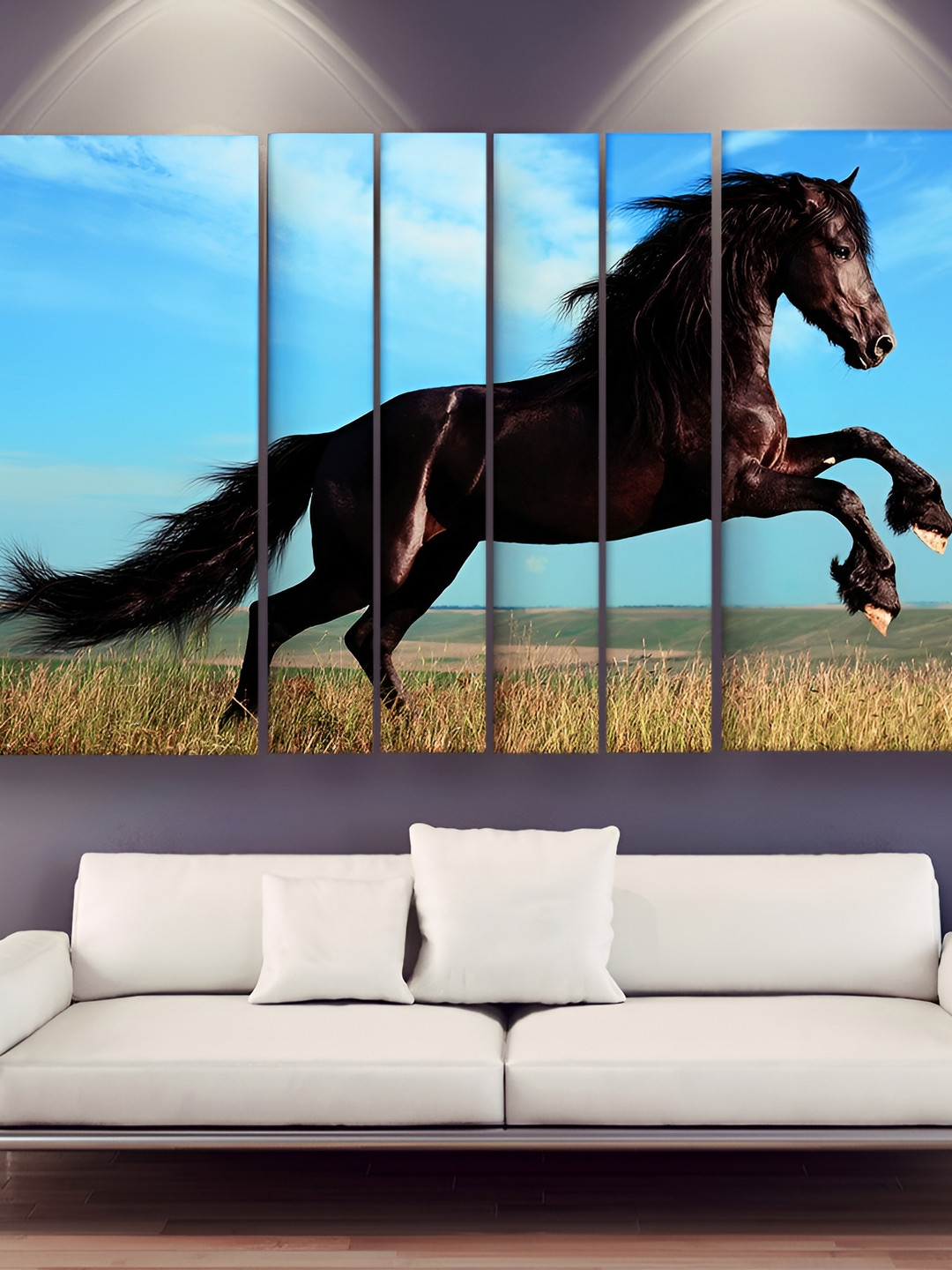 Casperme Blue & Black 6 Pieces  Wood Vastu Horse Wall Art
