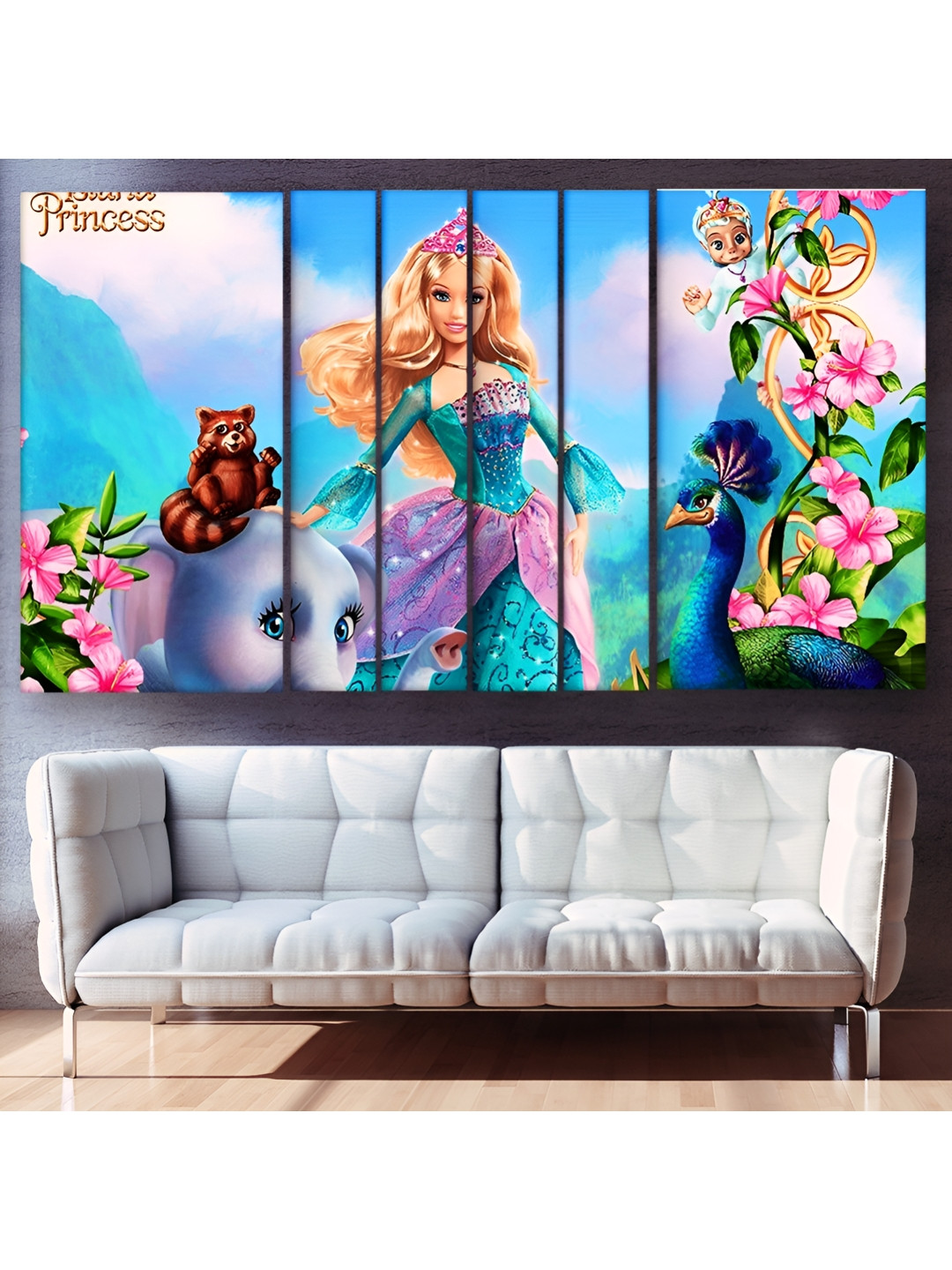 Casperme Blue & Pink 6 Pieces Wooden Kids Cartoon Characters Wall Paintings