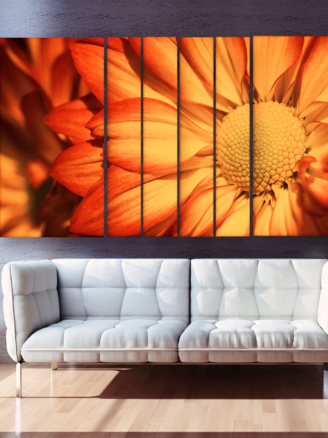 Casperme Orange 6 Pieces Wooden Nature Art Wall Paintings