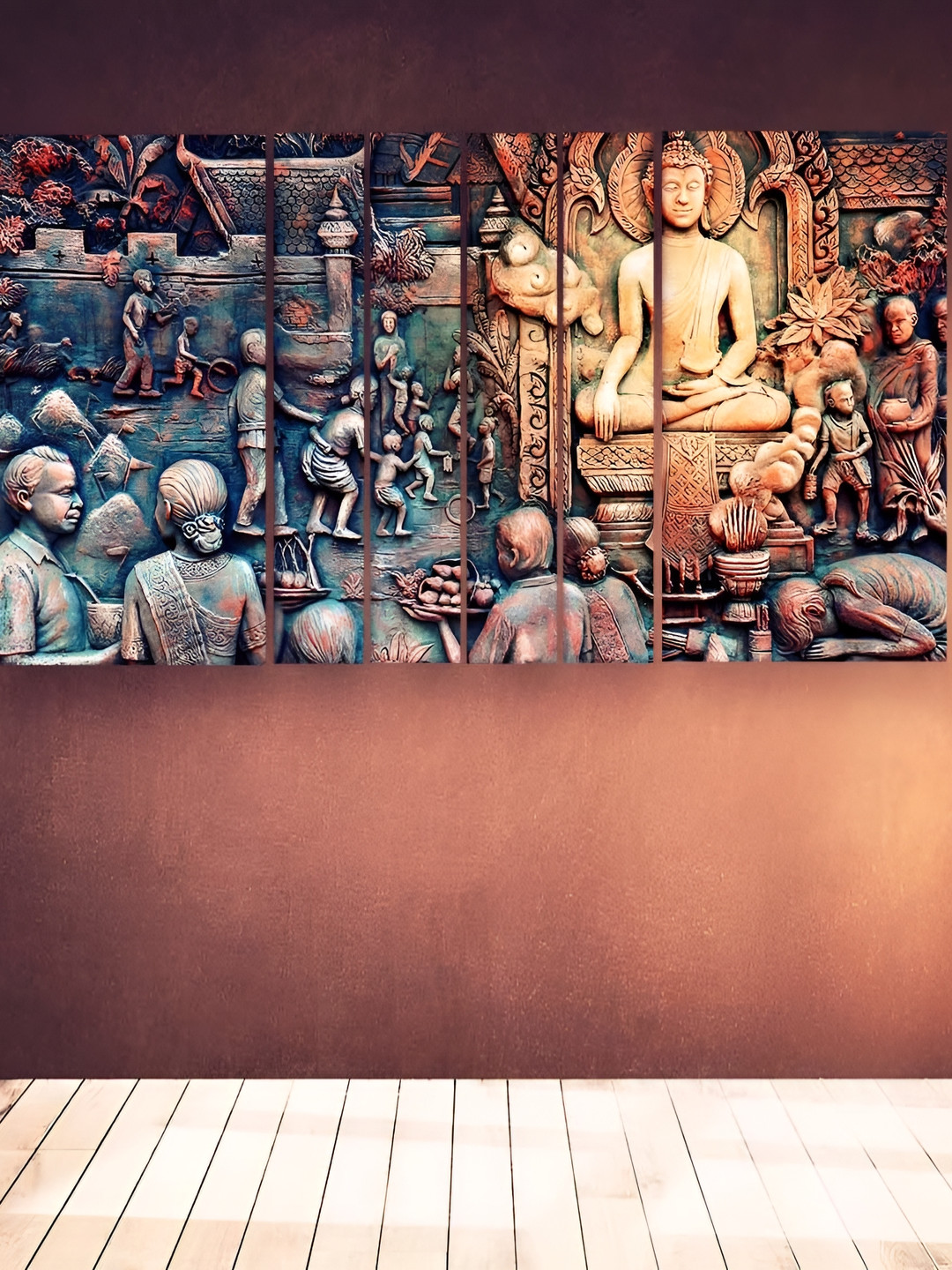 Casperme Blue & Beige 6 and more Piece Wood Religious Wall Paintings