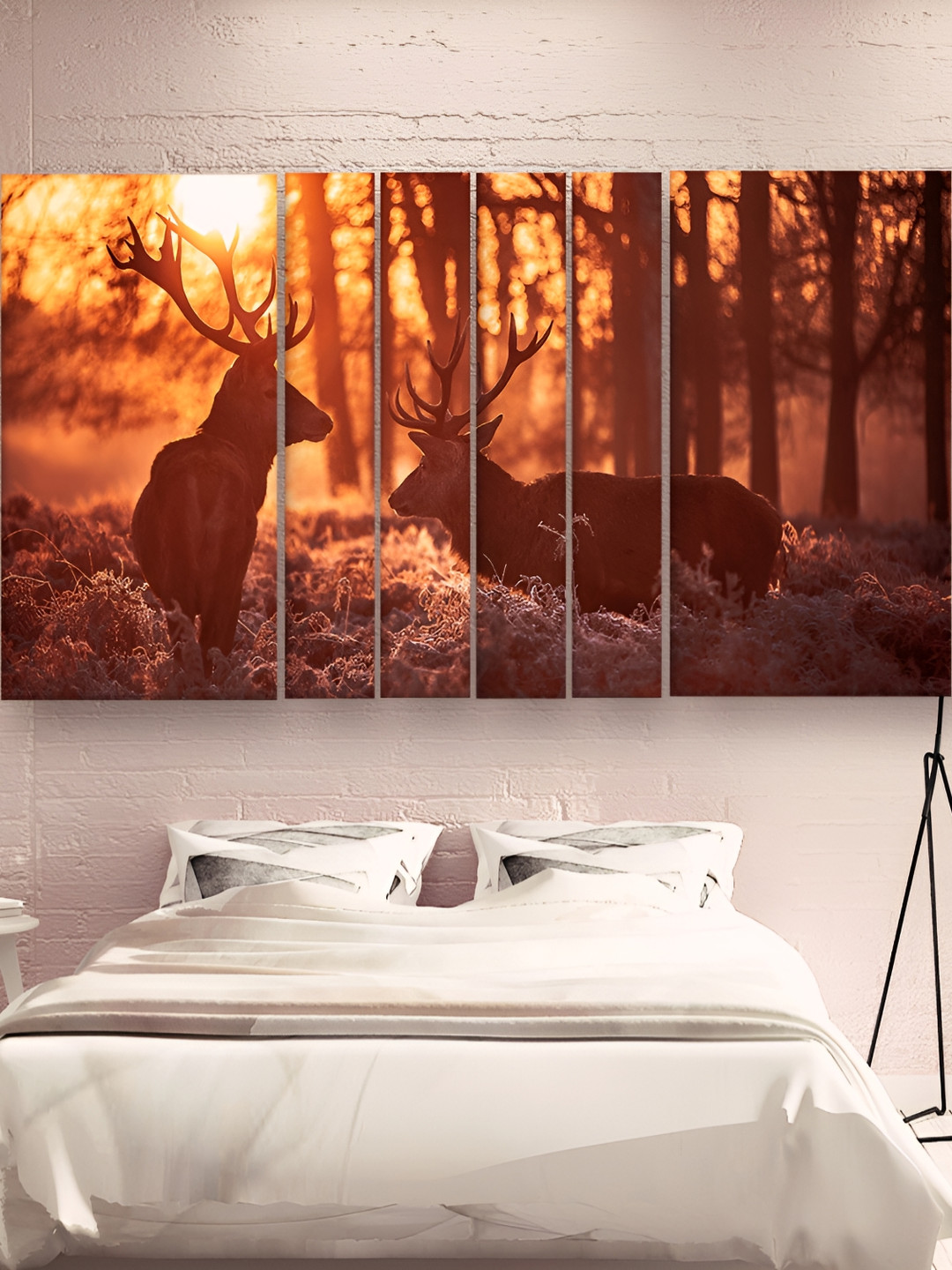 Casperme Deer Wood 6 Piece Wall Rectangle Paintings Wall Art - 60 x 36 In