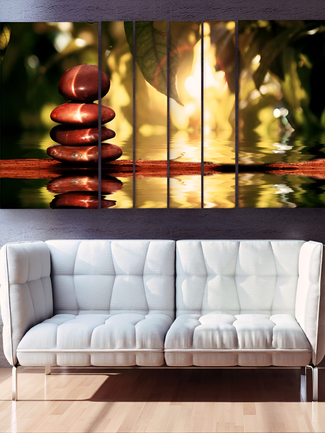 Casperme Green & Brown 6 Pieces Wooden Modern Art Wall Paintings