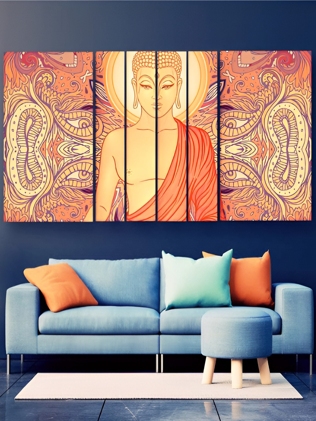 Casperme Buddha Wood 6 Piece Wall Rectangle Paintings Wall Art