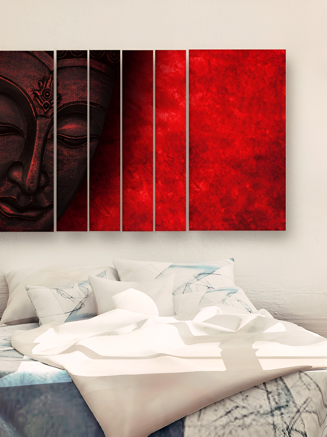 Casperme Buddha Grill Wood Set of 6 Wall Rectangle Paintings Wall Art