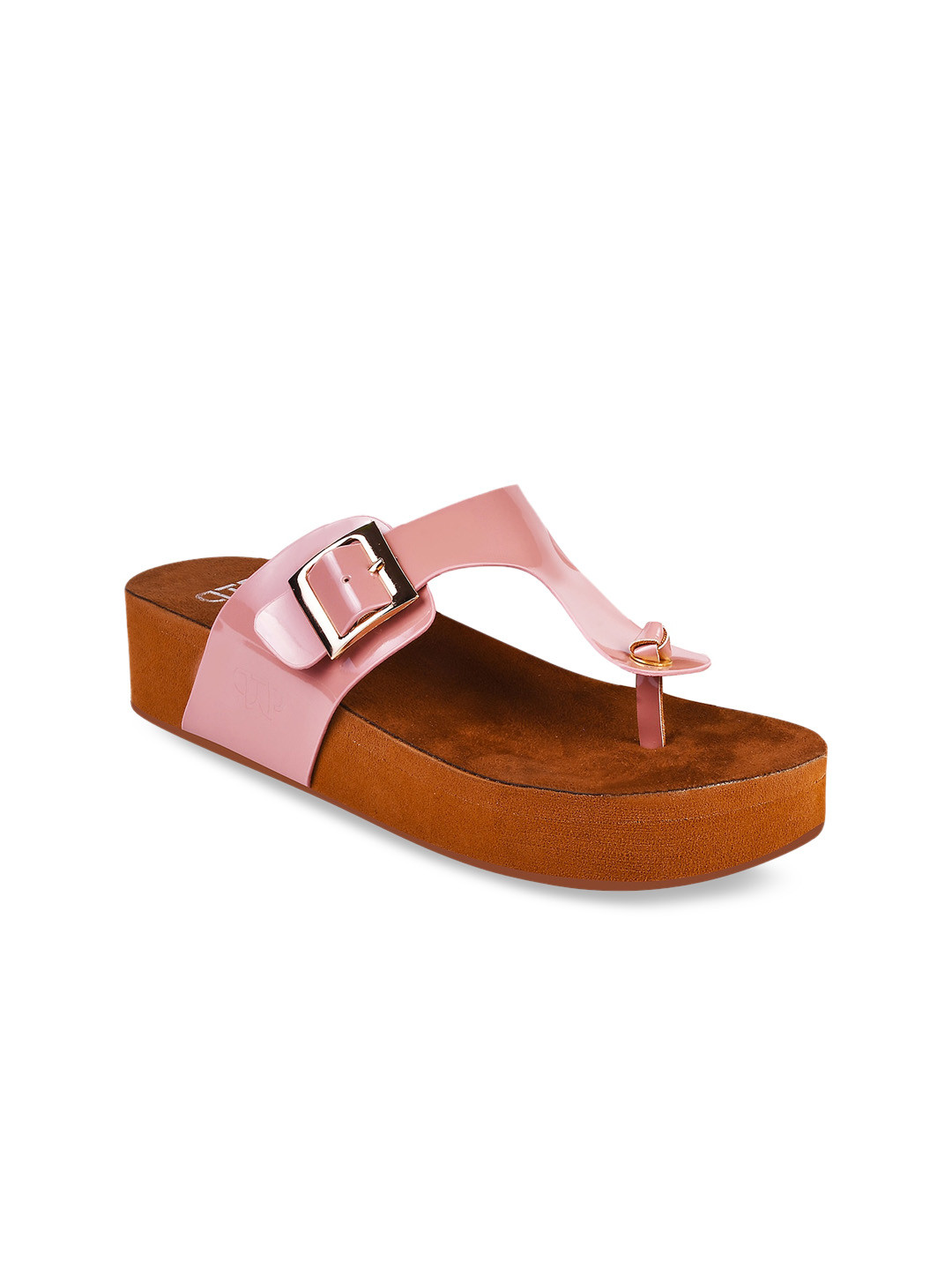THE WHITE POLE Buckle Detail Open Toe Flatform Heels