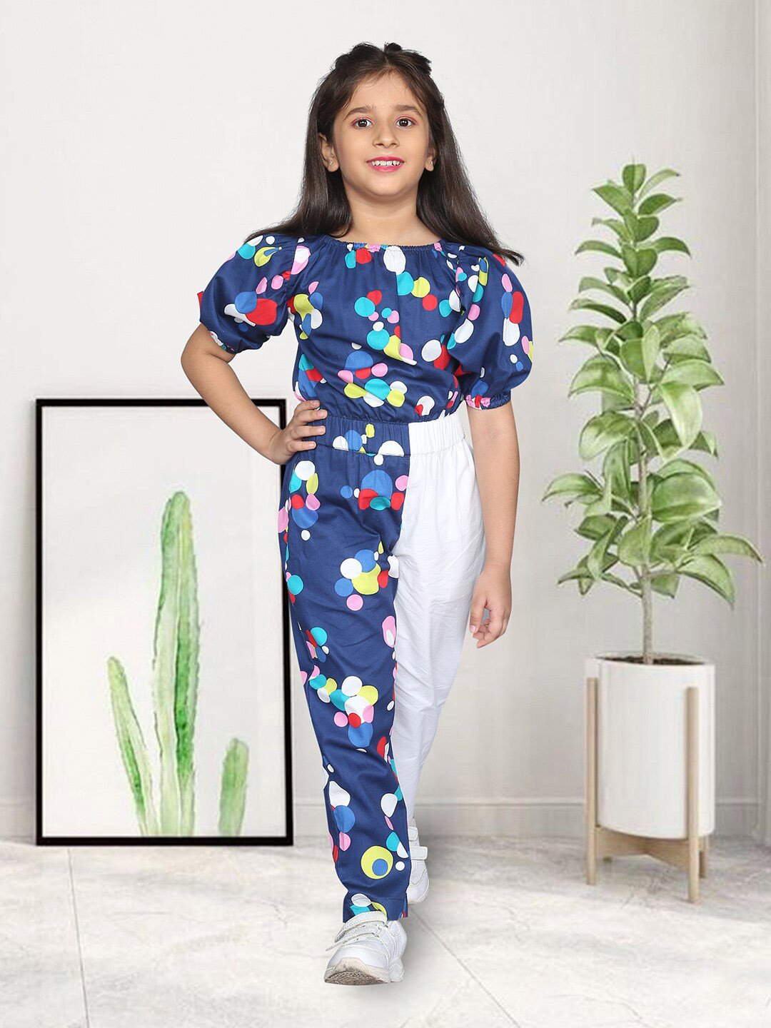 ZIP ZAP ZOOP Girls Printed Cotton Basic Jumpsuit