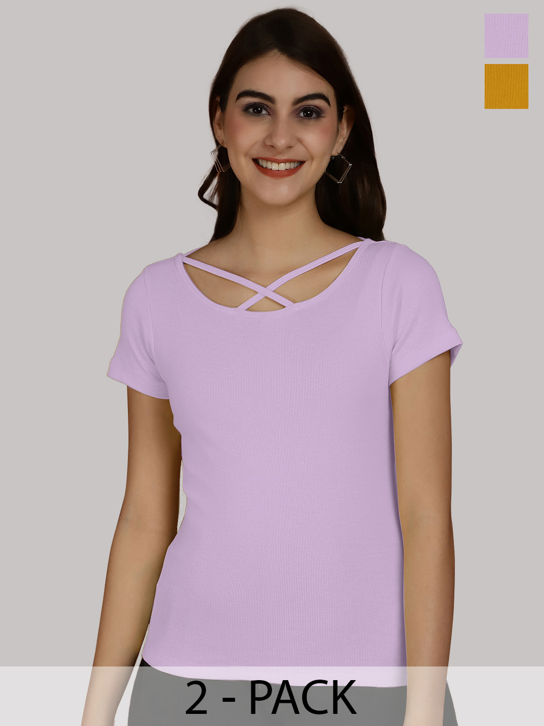 Friskers Purple & Mustard Yellow Cotton Top