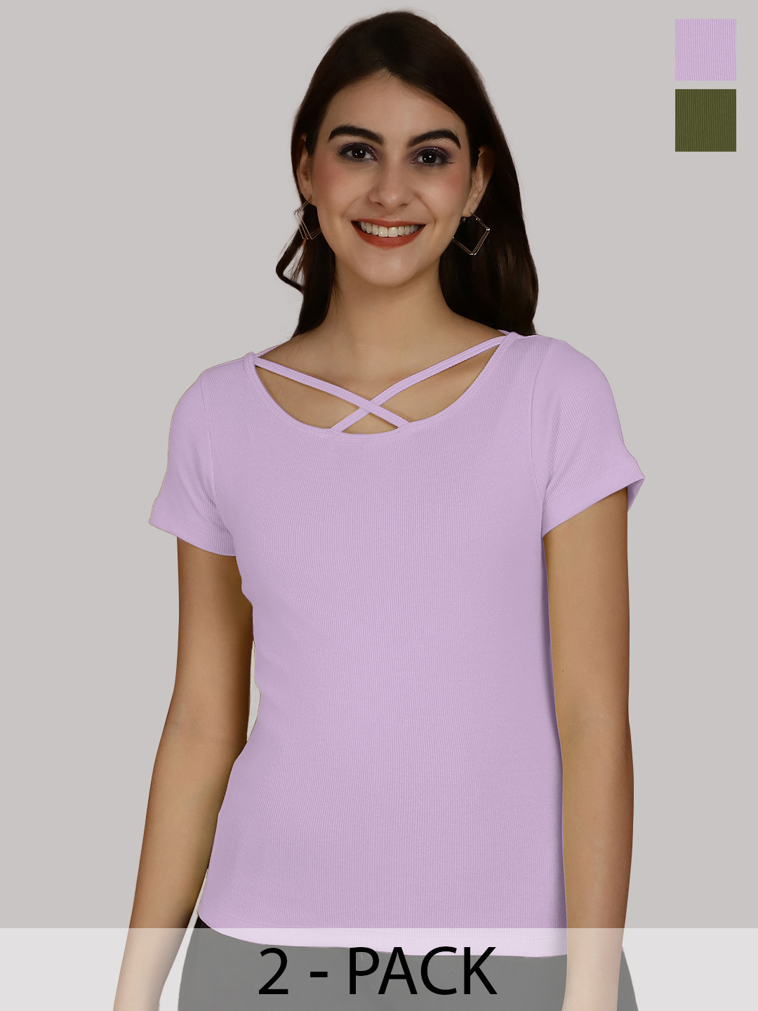 Friskers Purple & Olive Green Cotton Top