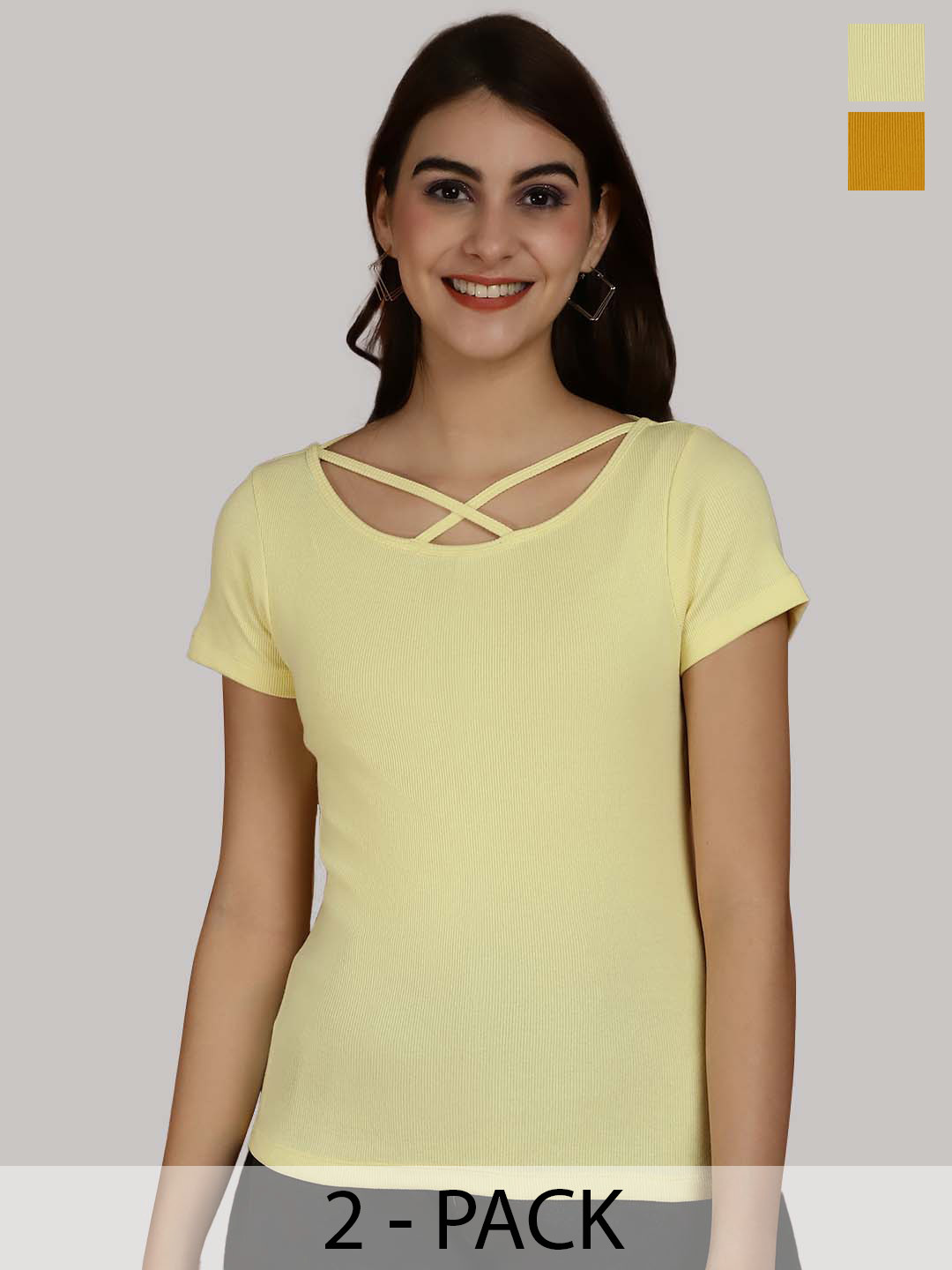Friskers Yellow & Mustard Yellow Cotton Top