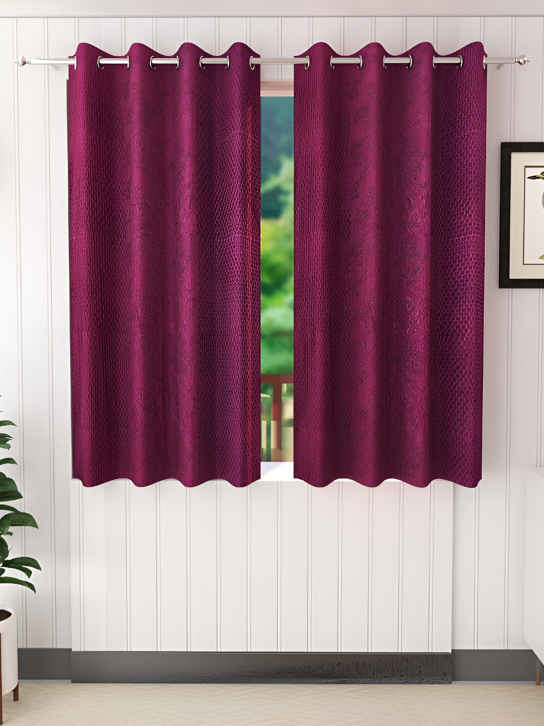 Ville Style Purple 2 Pcs Abstract Room Darkening Window Curtains