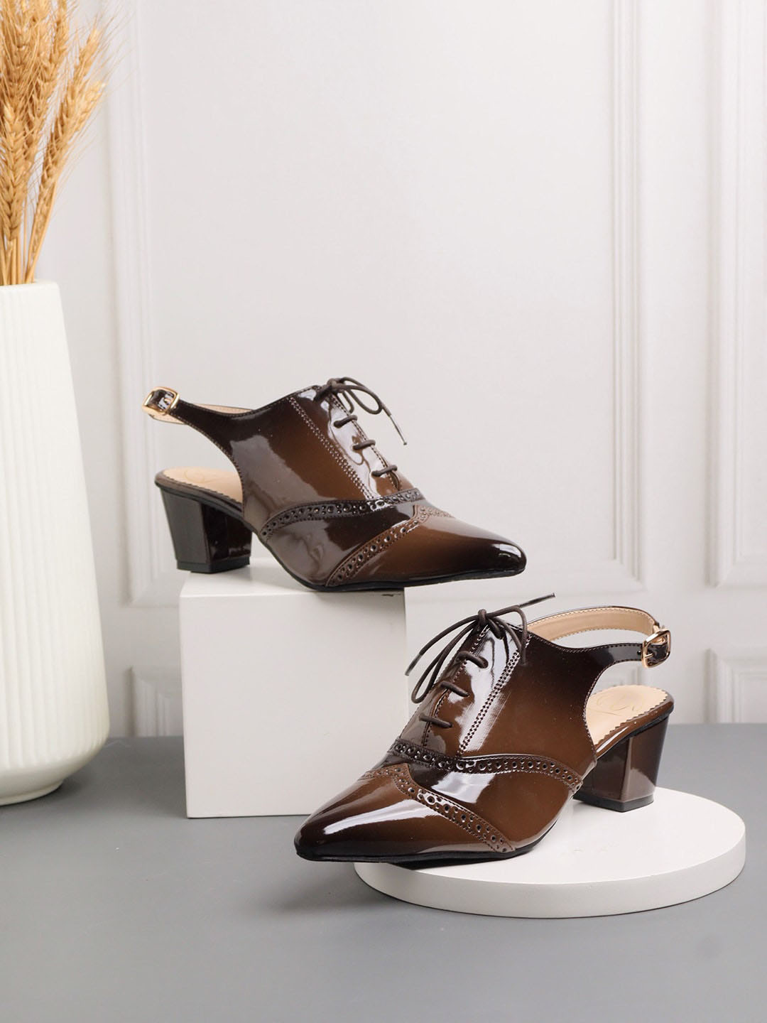 NR By Nidhi Rathi Animal Textured Mules Block Heels