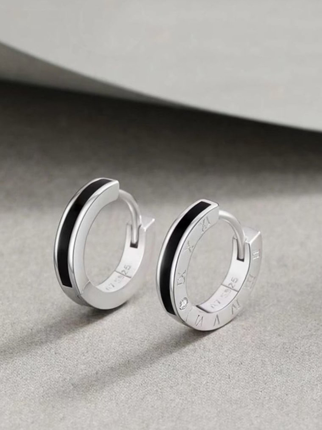 WROGN Men Silver Hoop Earrings