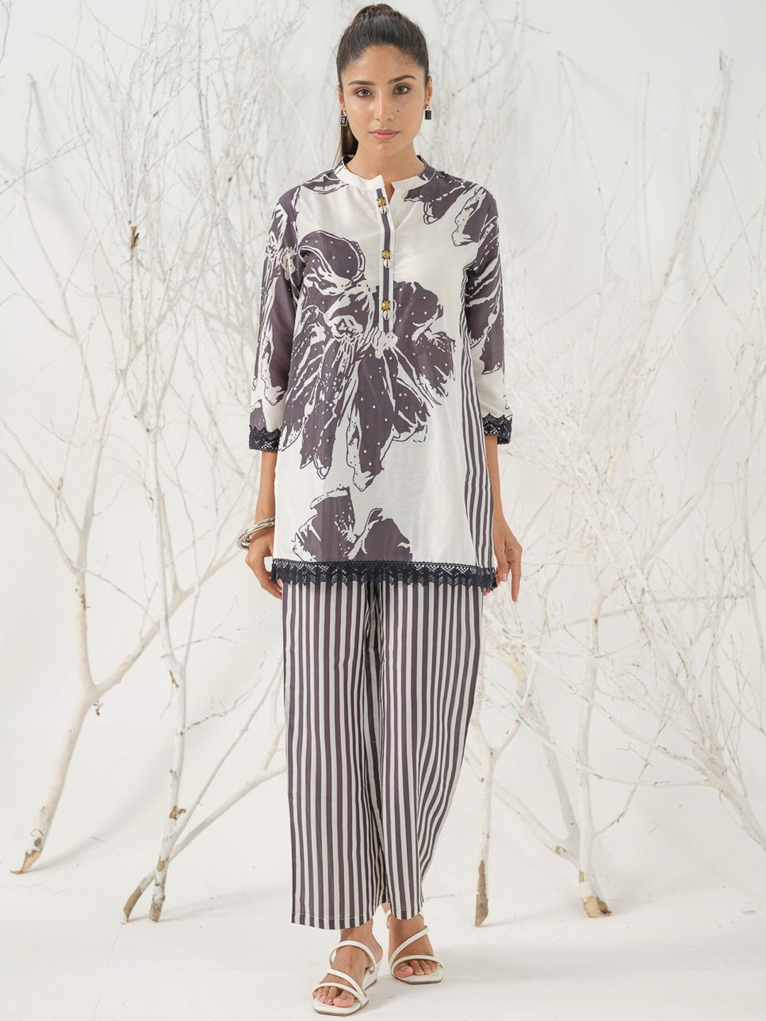 Sangria Abstract Printed Top & Trouser Co-Ord Set