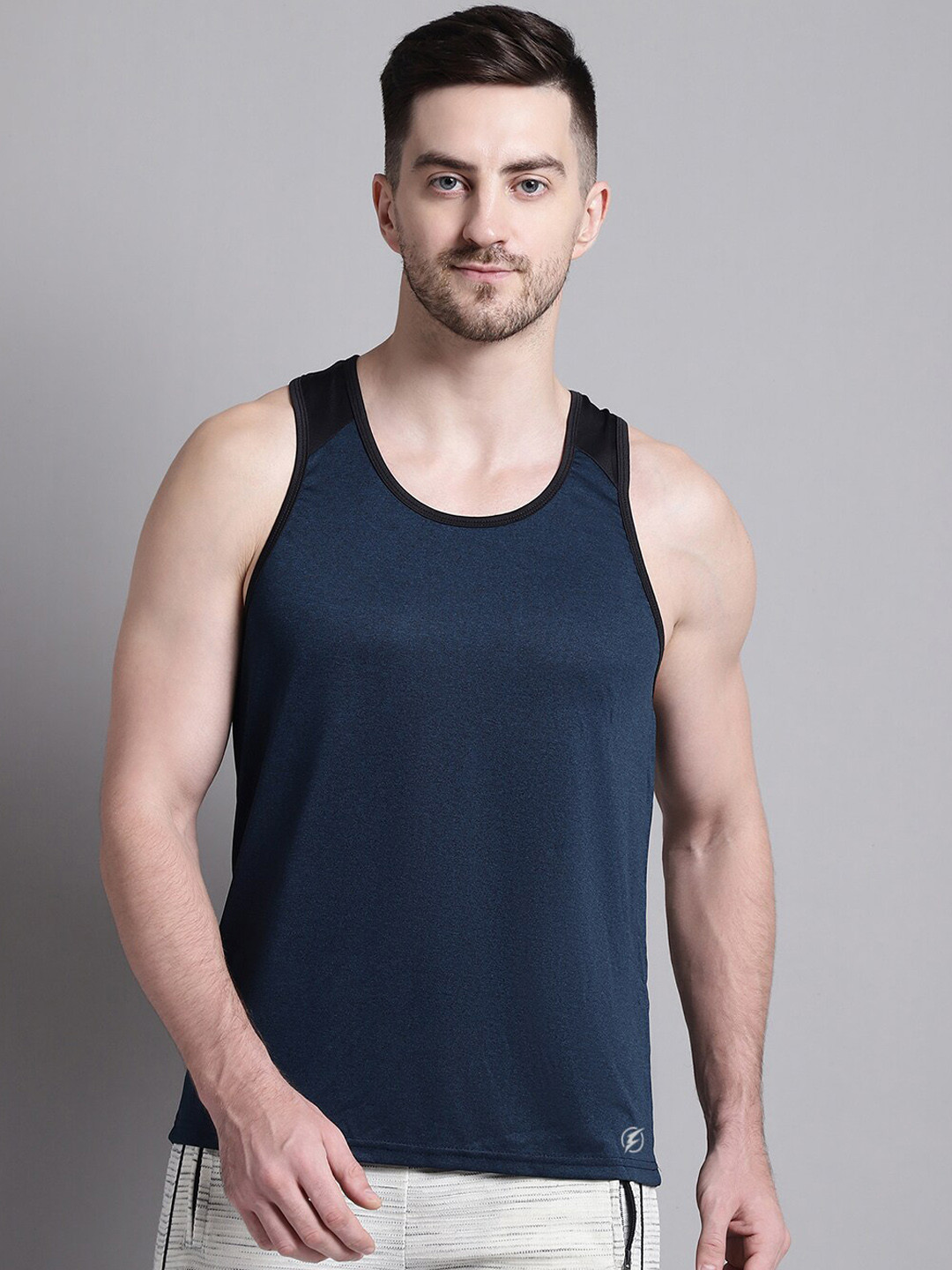 Friskers Self Design Sleeveless Gym Vest MAH2002-S